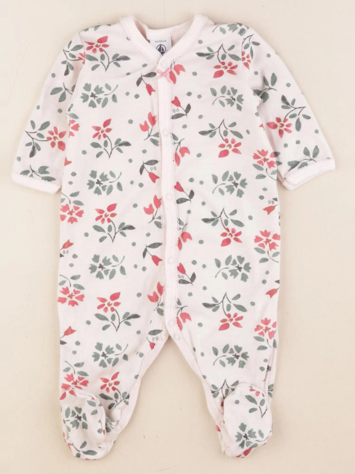Petit Bateau - pyjama coton rose - 3 mois