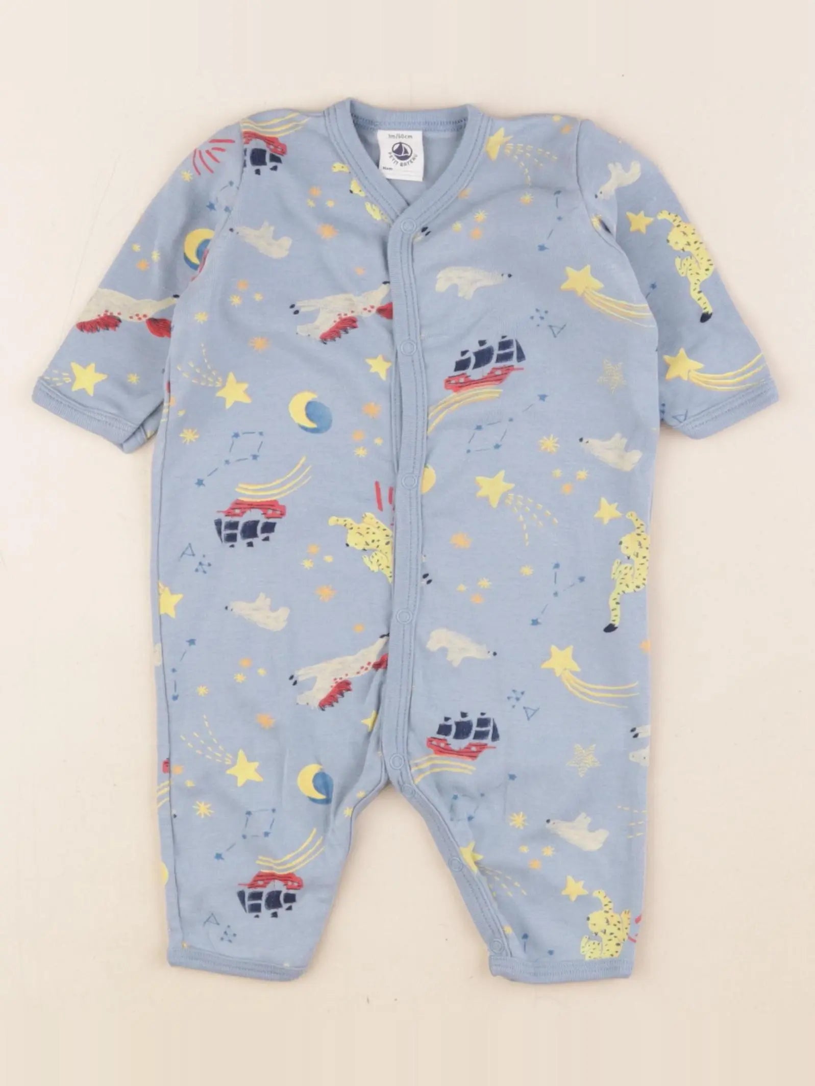 Petit Bateau - pyjama coton bleu - 3 mois