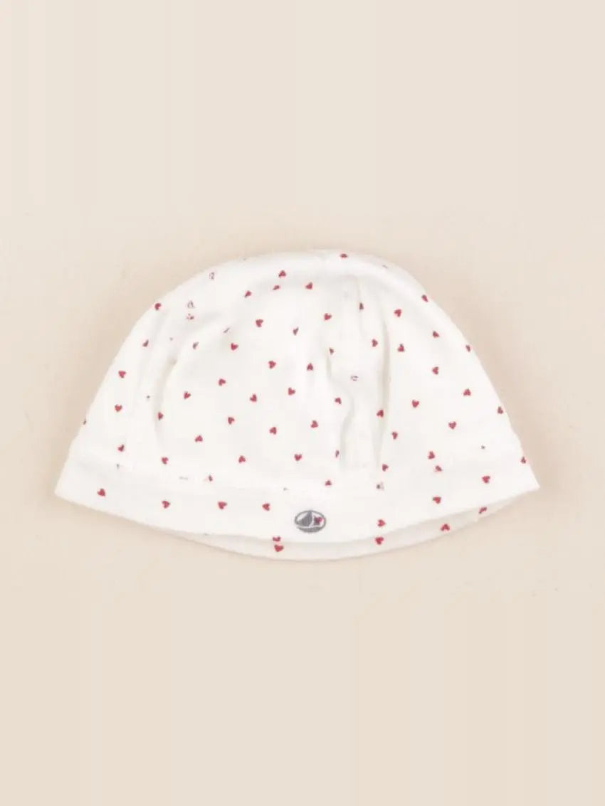 Petit Bateau - bonnet de naissance blanc, rouge - 0 mois