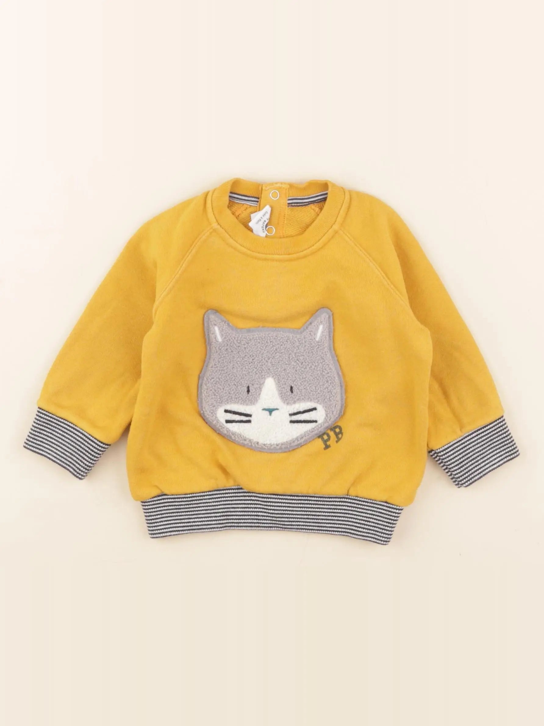 Petit Bateau - sweat jaune, gris - 6 mois