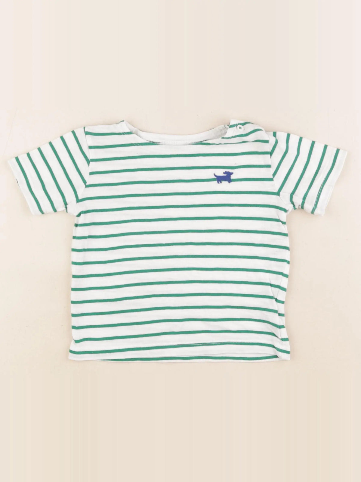 Boutchou - tee-shirt blanc, vert - 9 mois