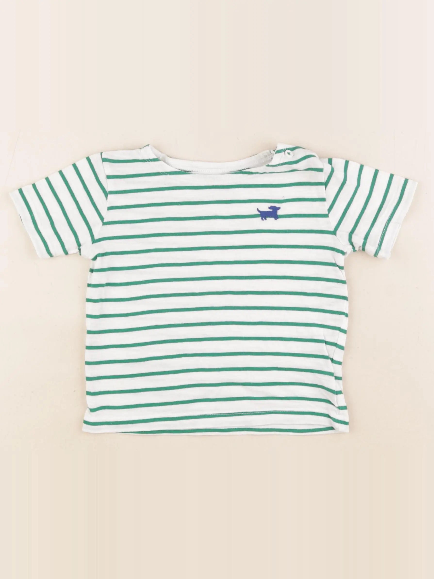 Boutchou - tee-shirt blanc, vert - 9 mois