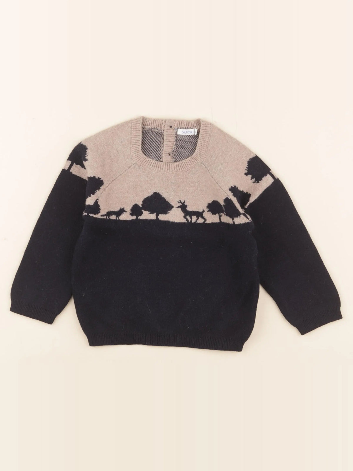 Boutchou - pull bleu, beige - 2 ans
