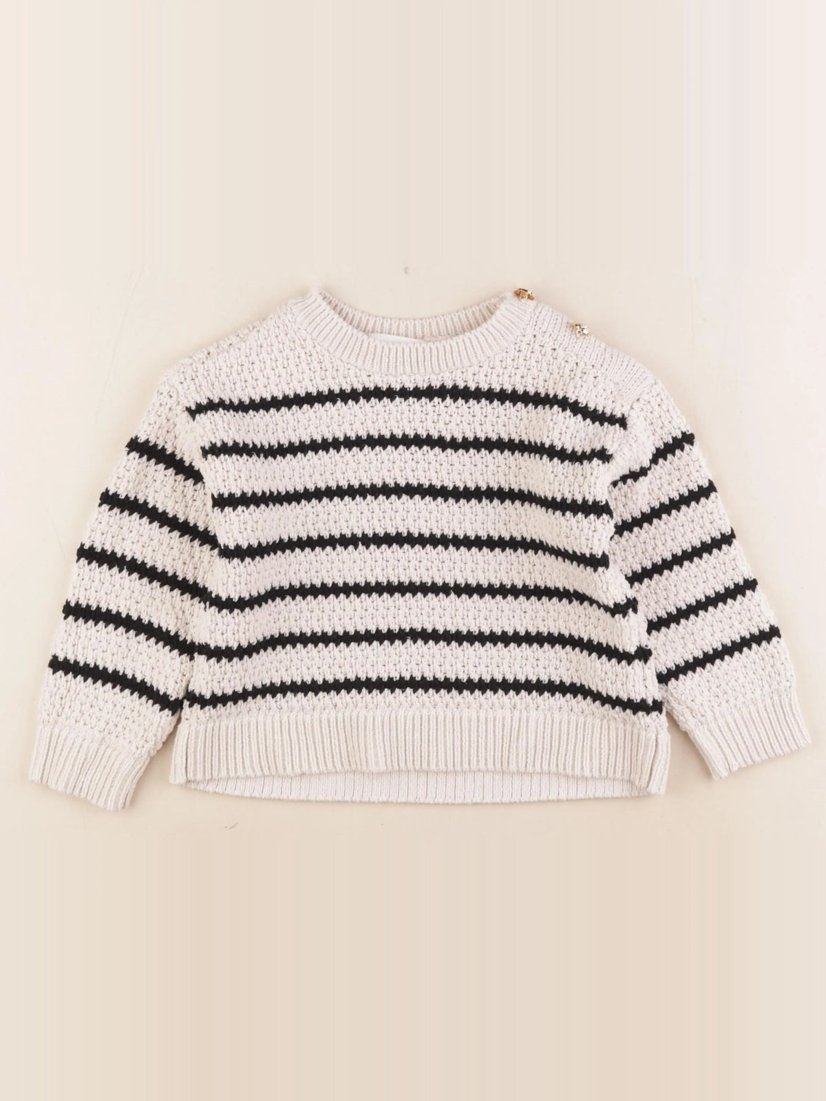 H&M - pull beige, noir - 4/6 ans