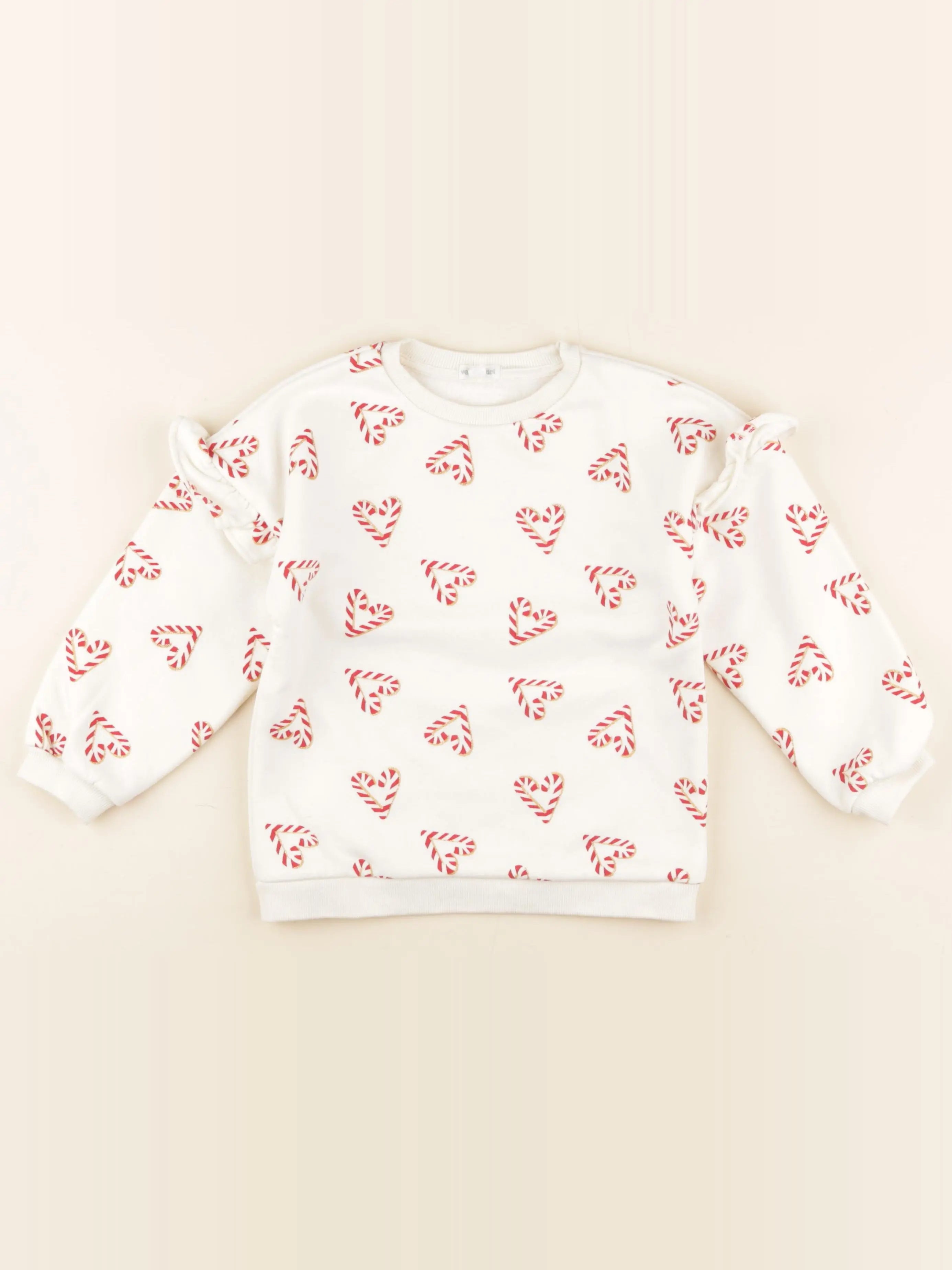 Vertbaudet - sweat blanc, rouge - 5 ans
