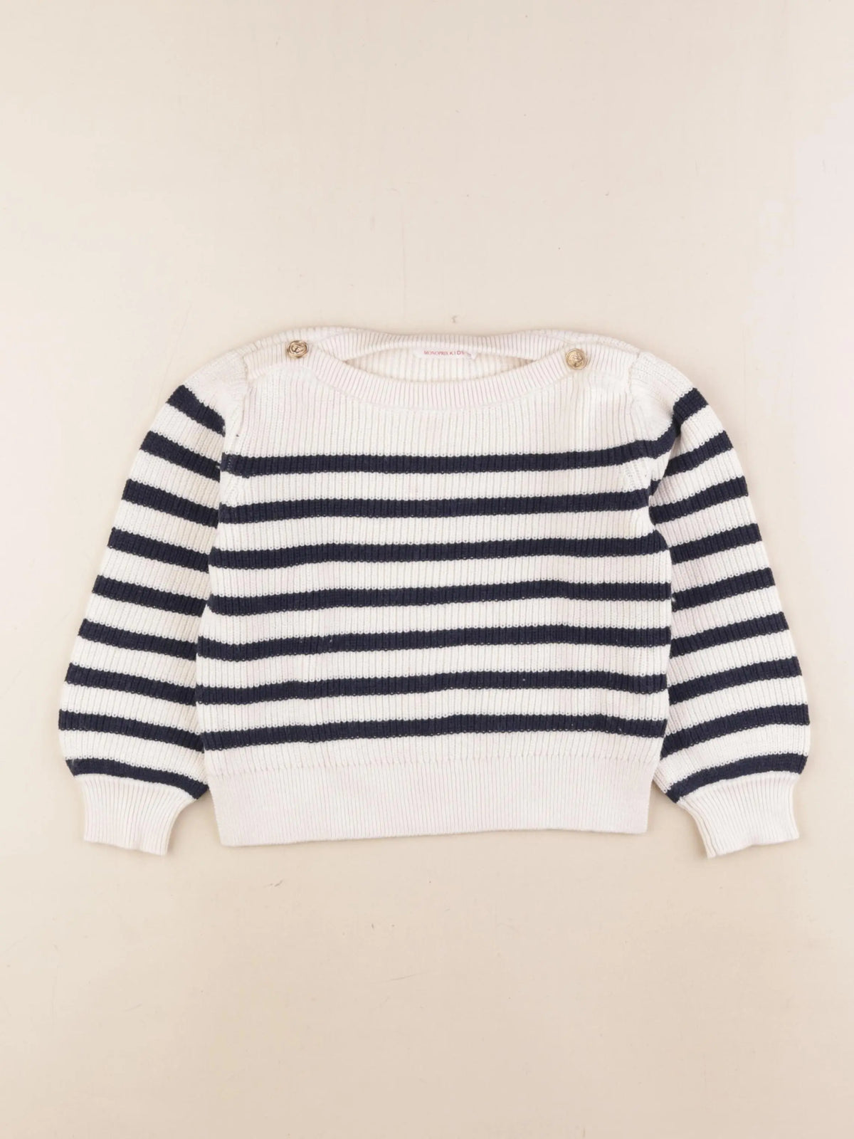 Monoprix - pull beige, bleu - 5 ans