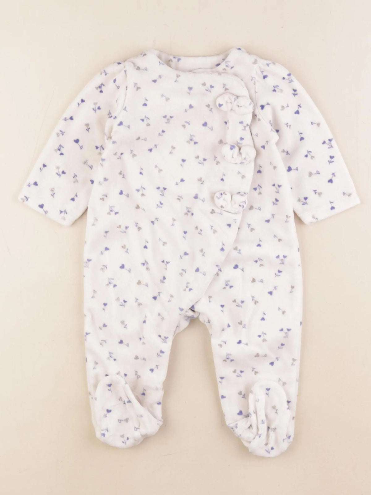 Tape à l'oeil - pyjama velours bleu, blanc - 6 mois