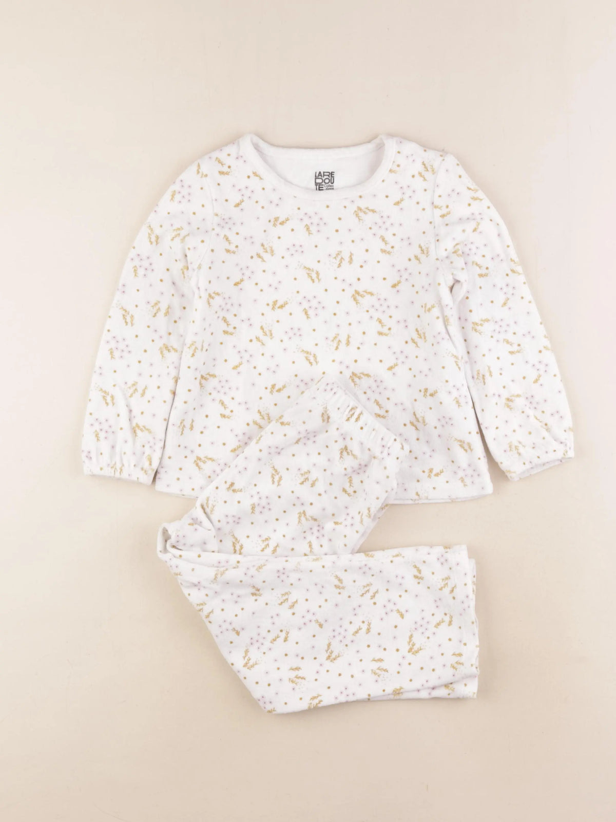 La Redoute - pyjama velours blanc, rose - 4 ans