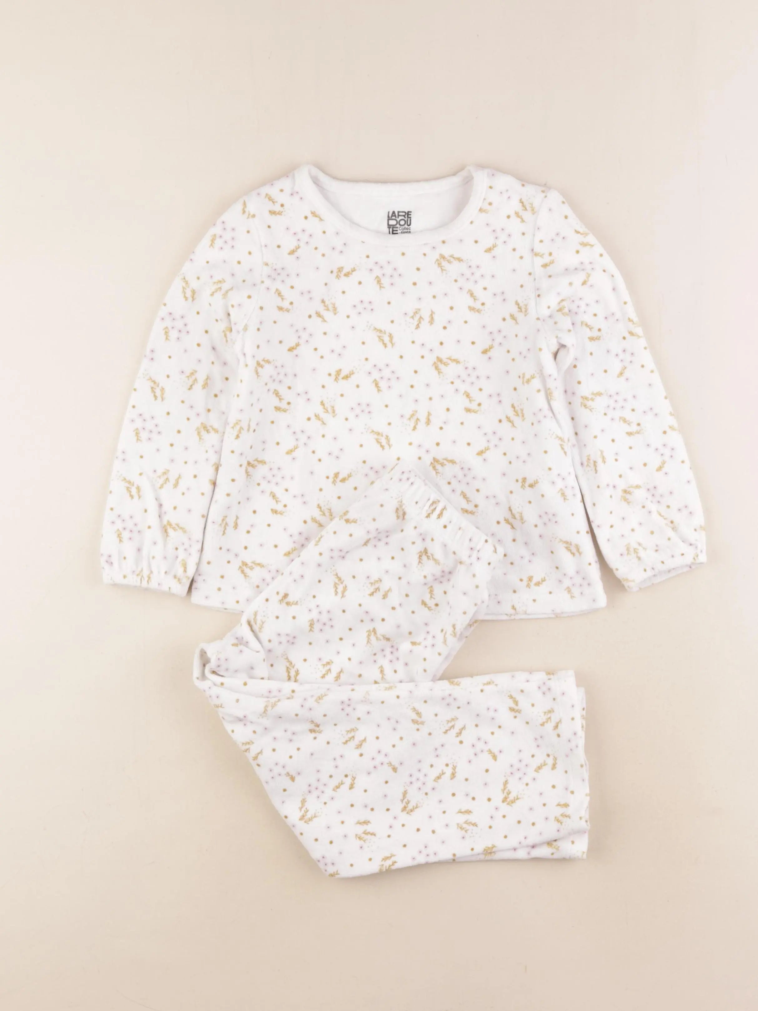 La Redoute - pyjama velours blanc, rose - 4 ans