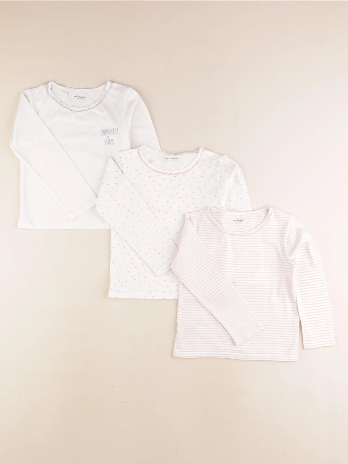 Vertbaudet - lot de 3 maillots de corps rose - 4 ans