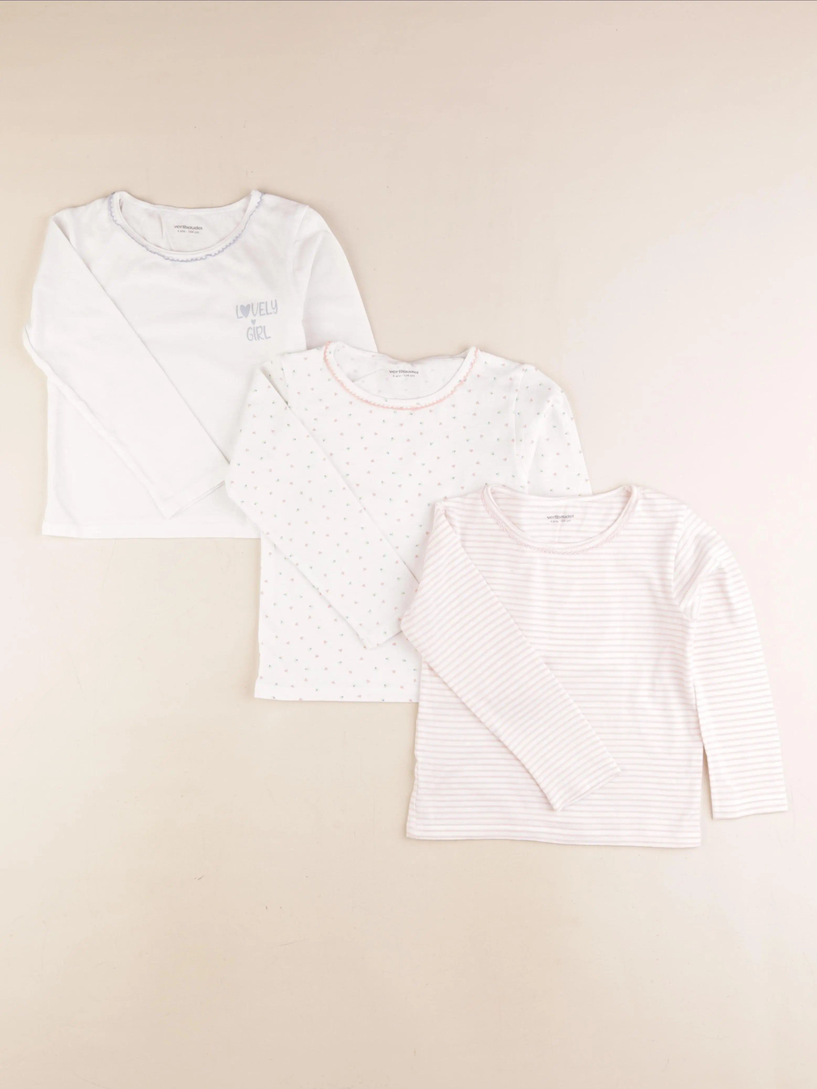 Vertbaudet - lot de 3 maillots de corps rose - 4 ans