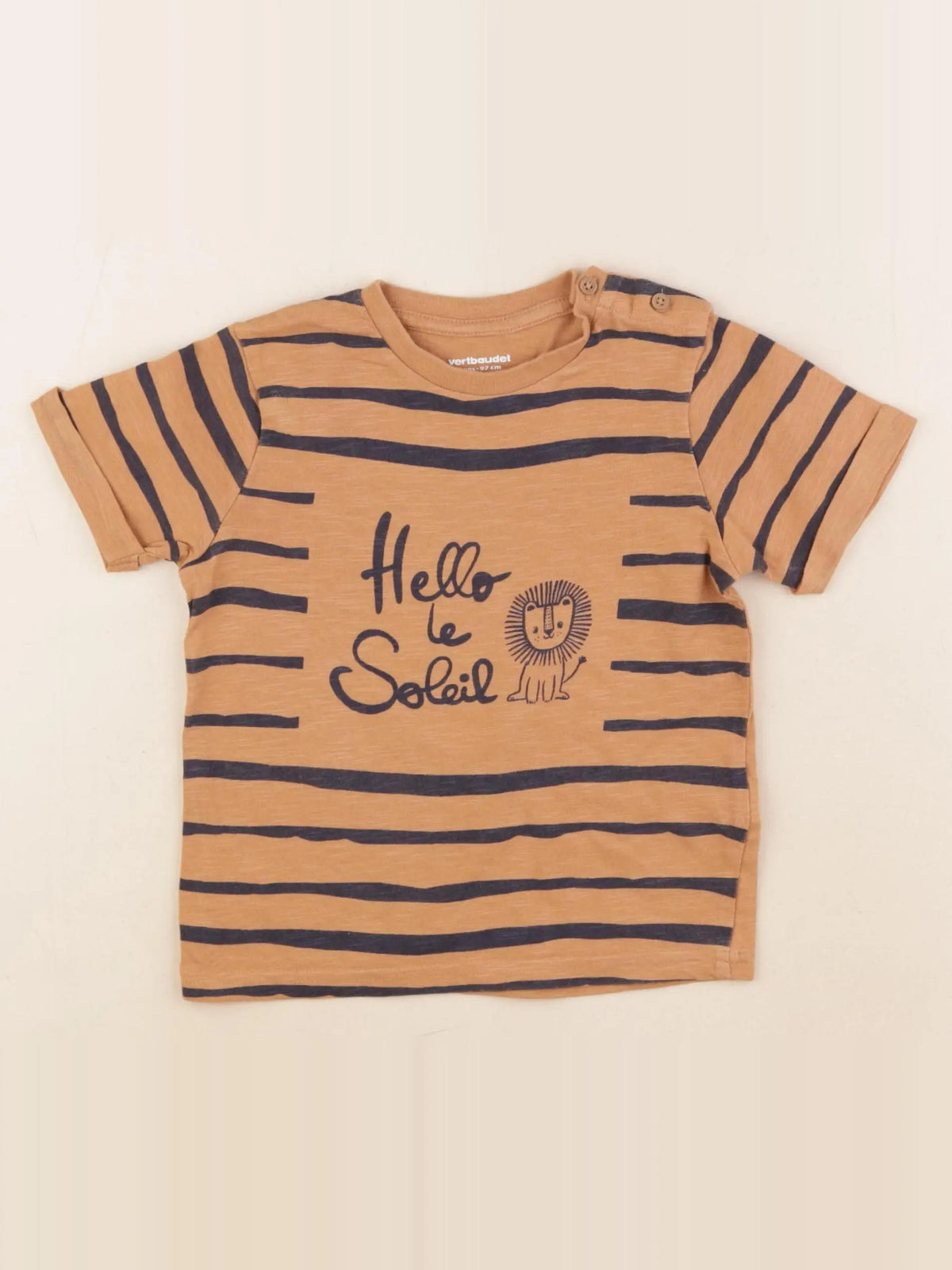 Vertbaudet - tee-shirt marron, noir - 3 ans