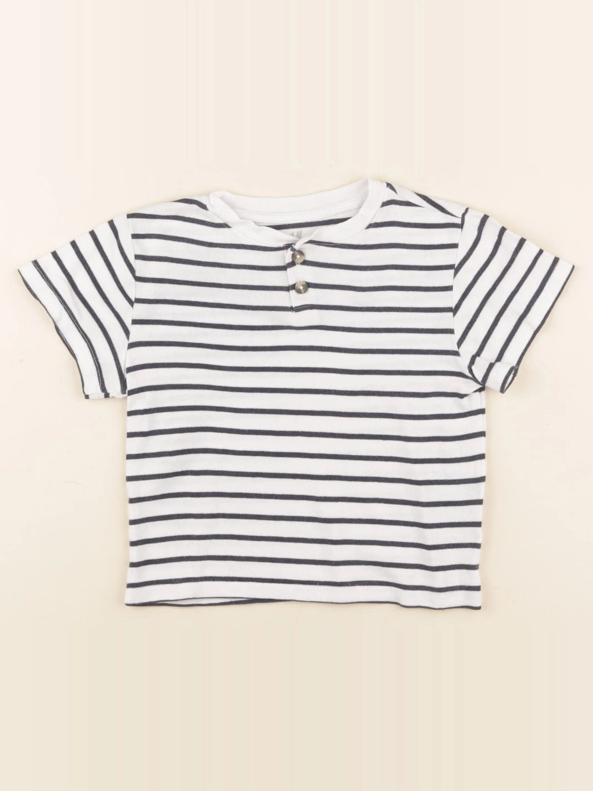 H&M - tee-shirt blanc, bleu - 2/4 ans
