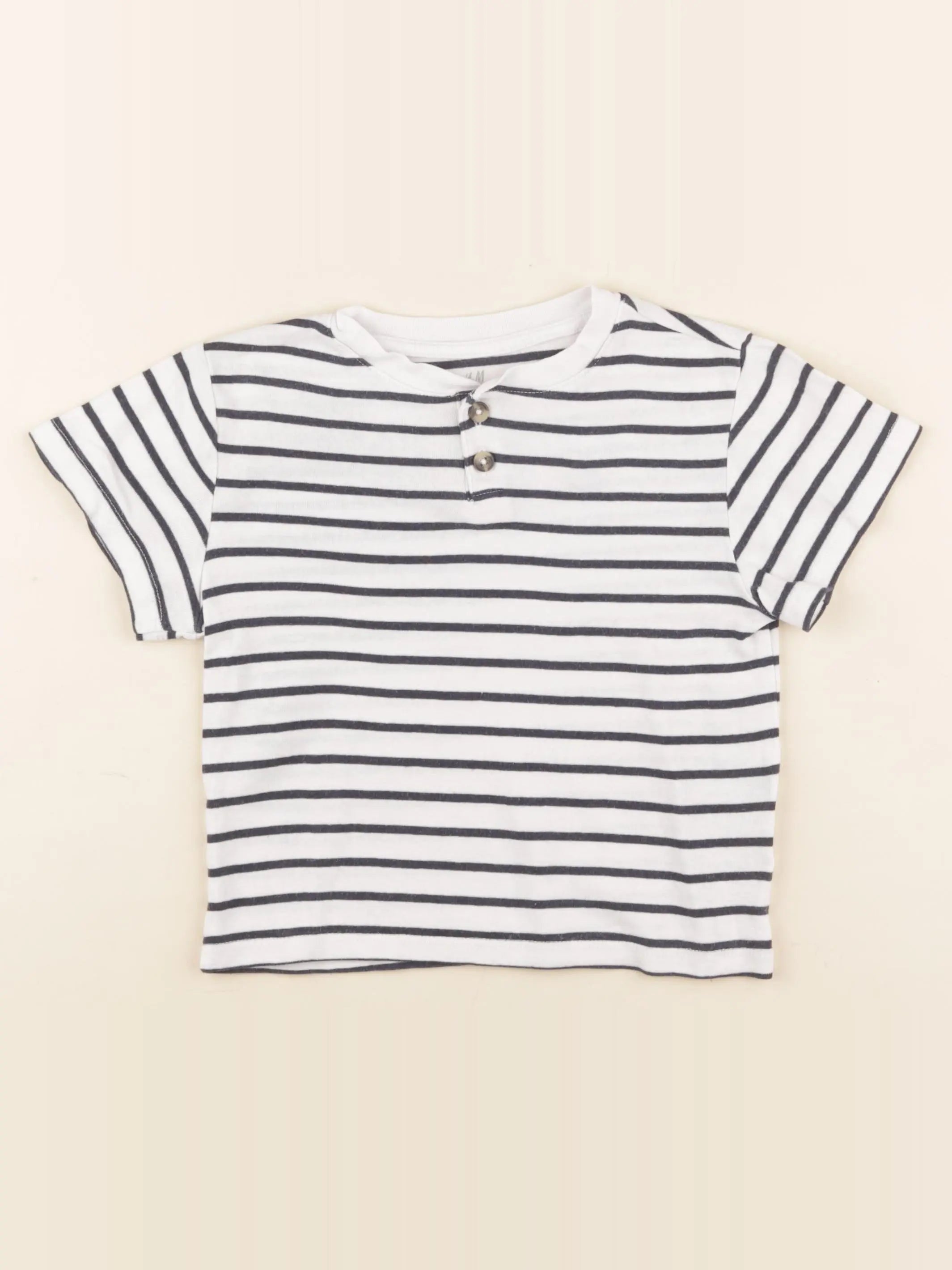 H&M - tee-shirt blanc, bleu - 2/4 ans