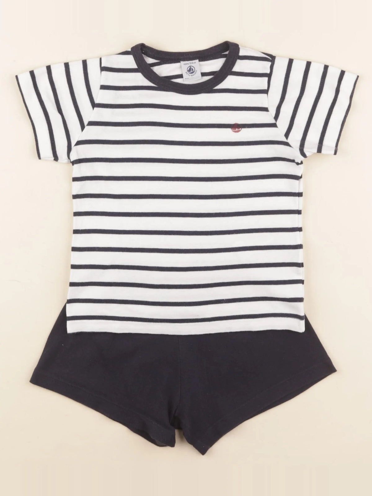 Petit Bateau - pyjama coton blanc, bleu - 4 ans
