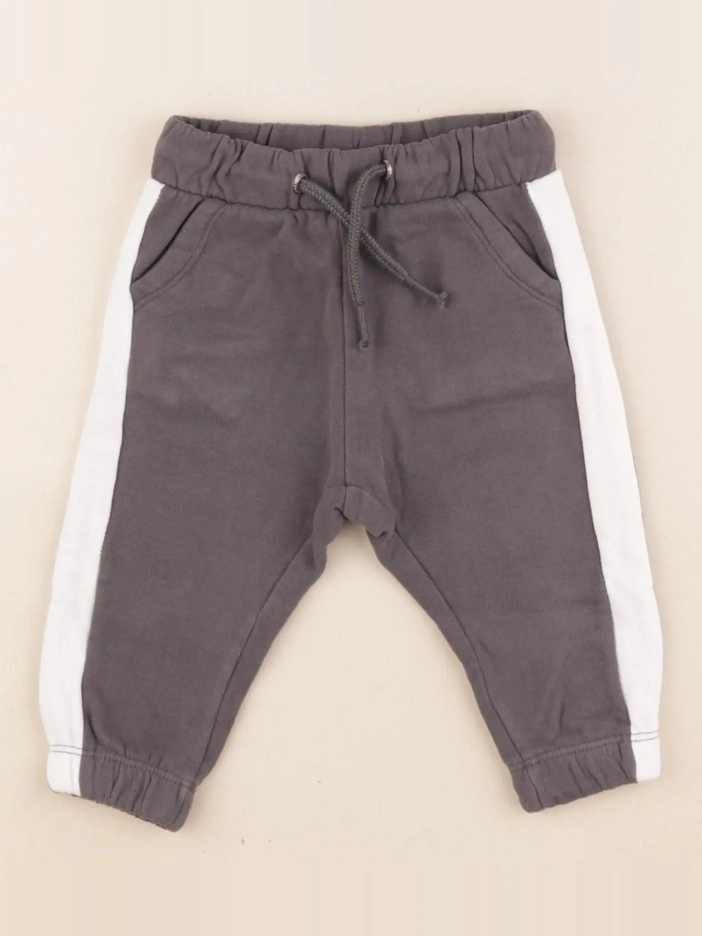Vertbaudet - jogging doublé gris, blanc - 9 mois