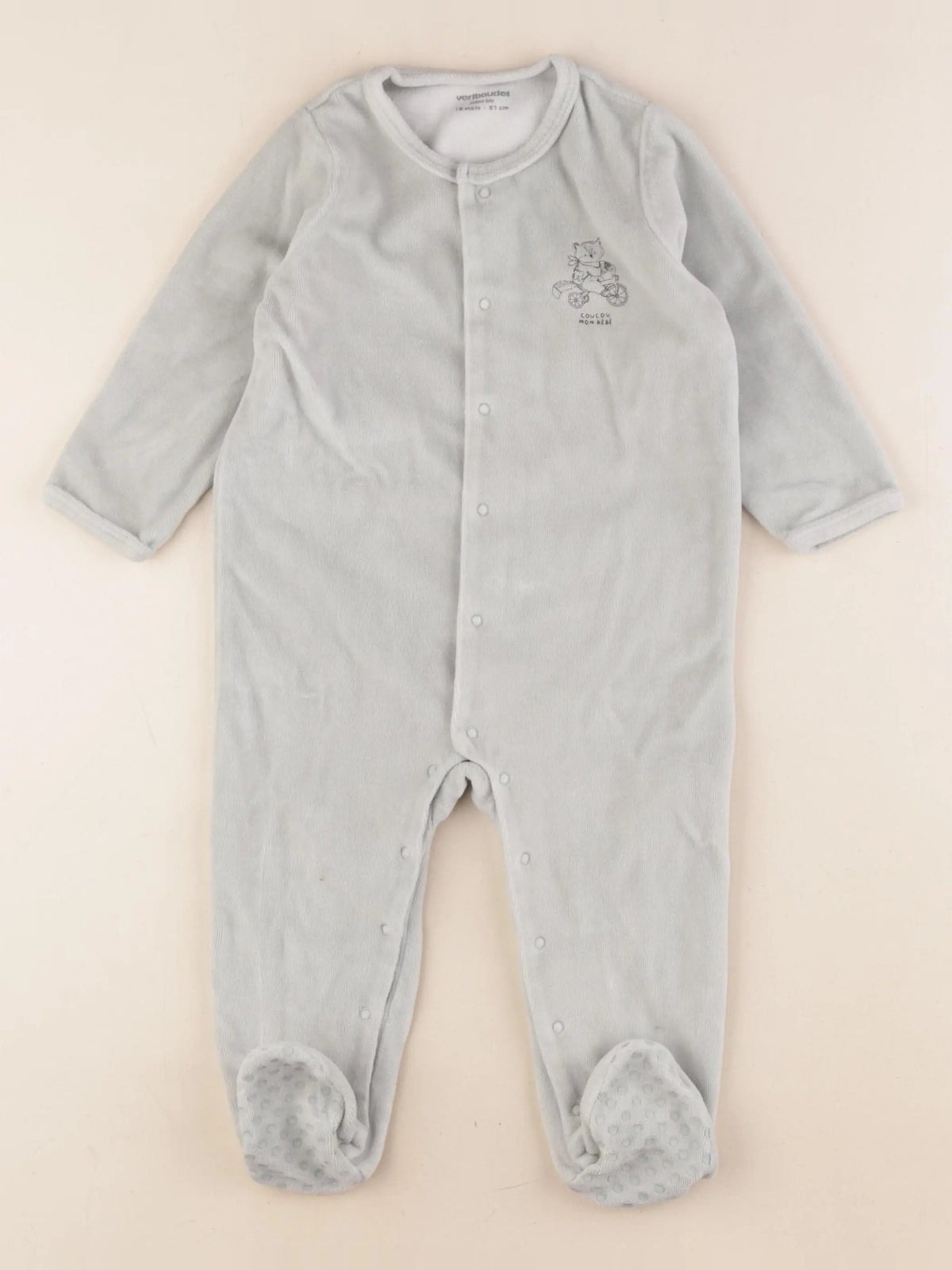 Vertbaudet - pyjama velours vert - 18 mois