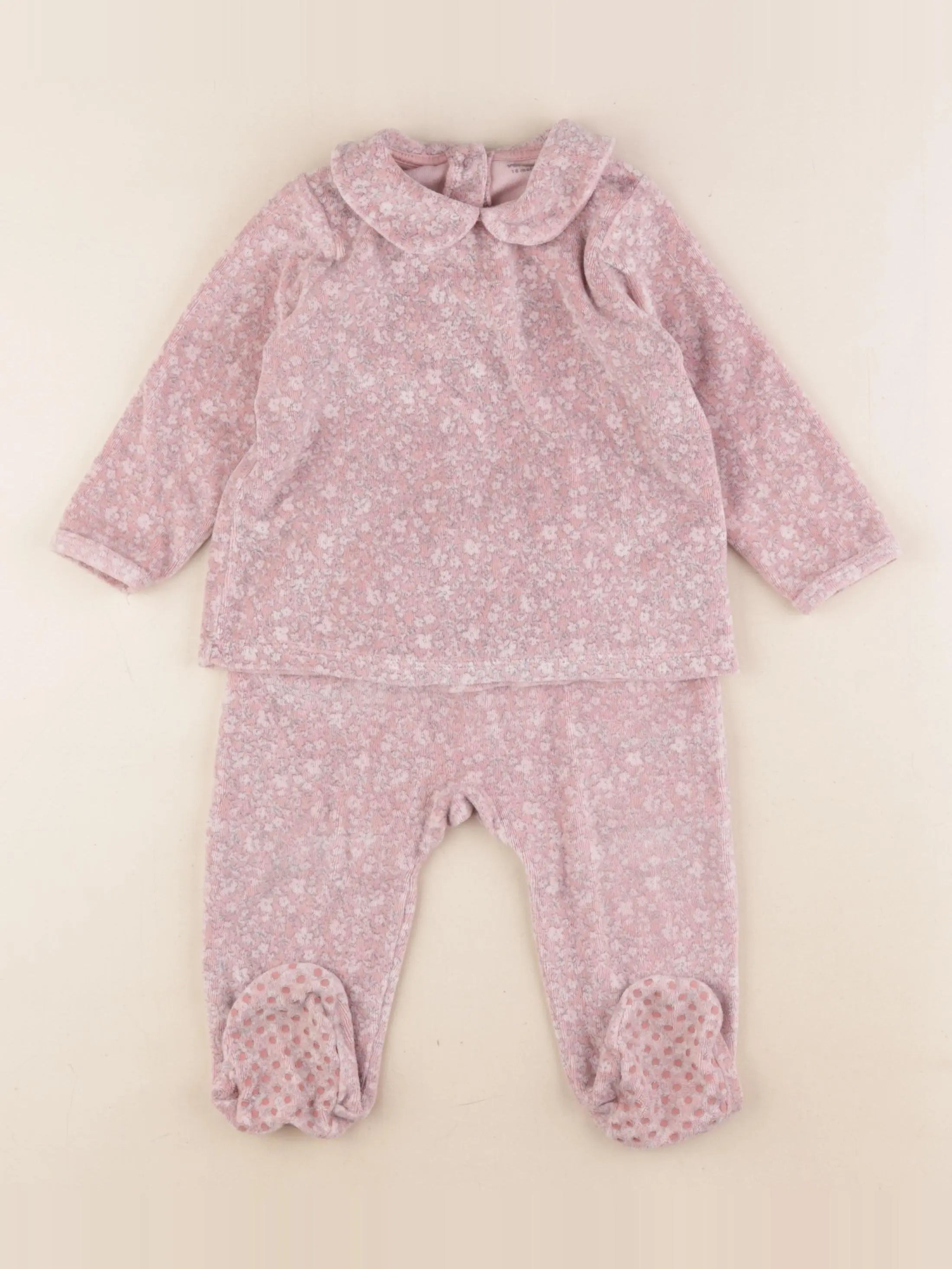 Vertbaudet - pyjama velours rose - 18 mois