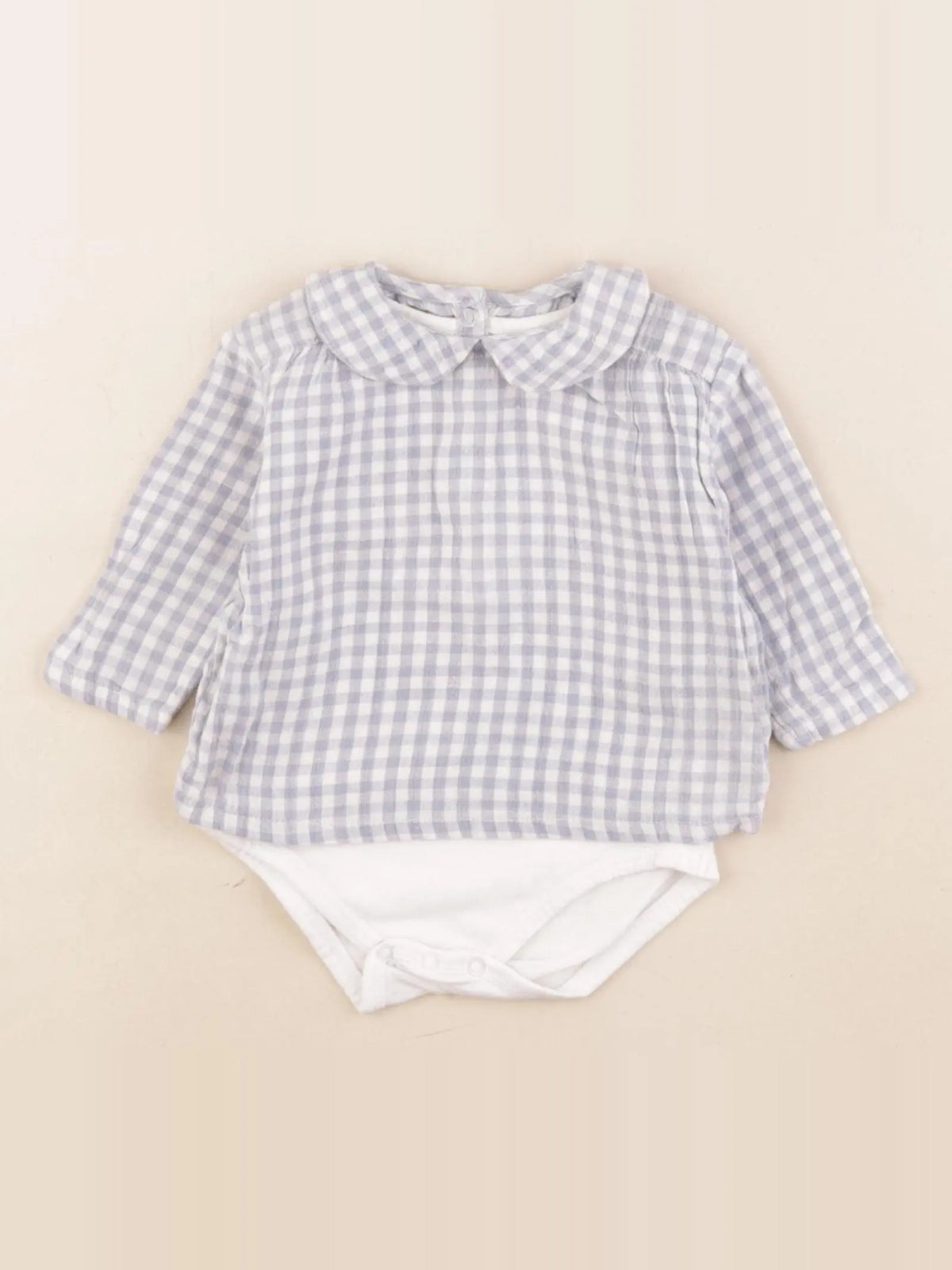 El Corte Inglés  - body blouse bleu, blanc - 3/6 mois