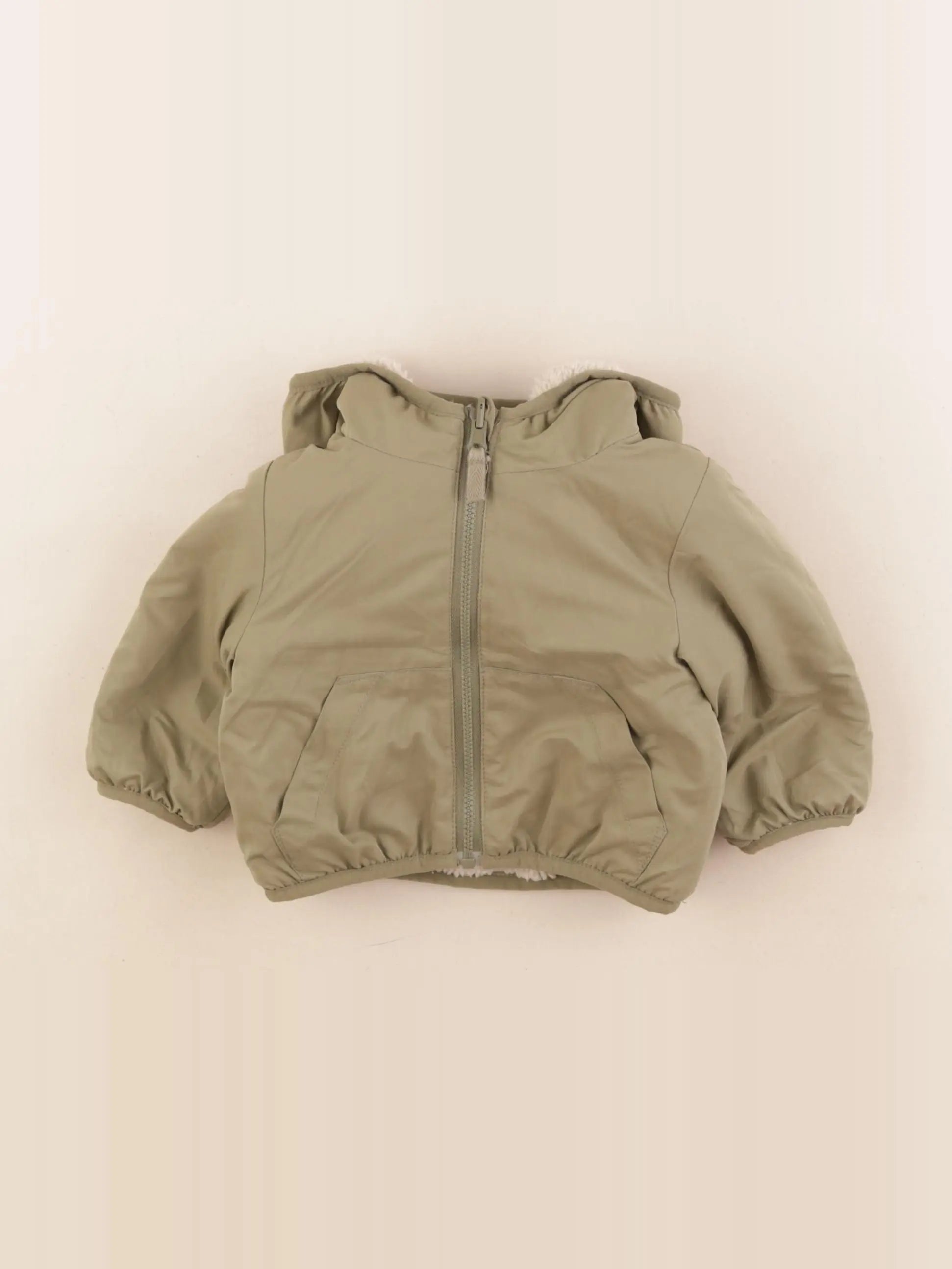 Tape à l'oeil - veste réversible vert, beige - 3 mois