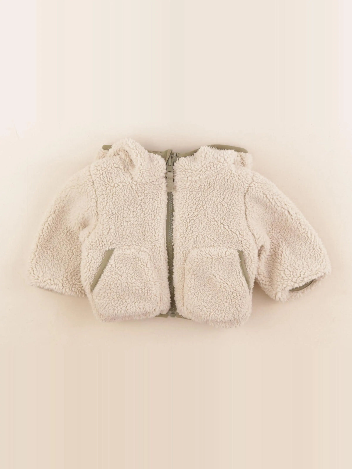 Tape à l'oeil - veste réversible vert, beige - 3 mois