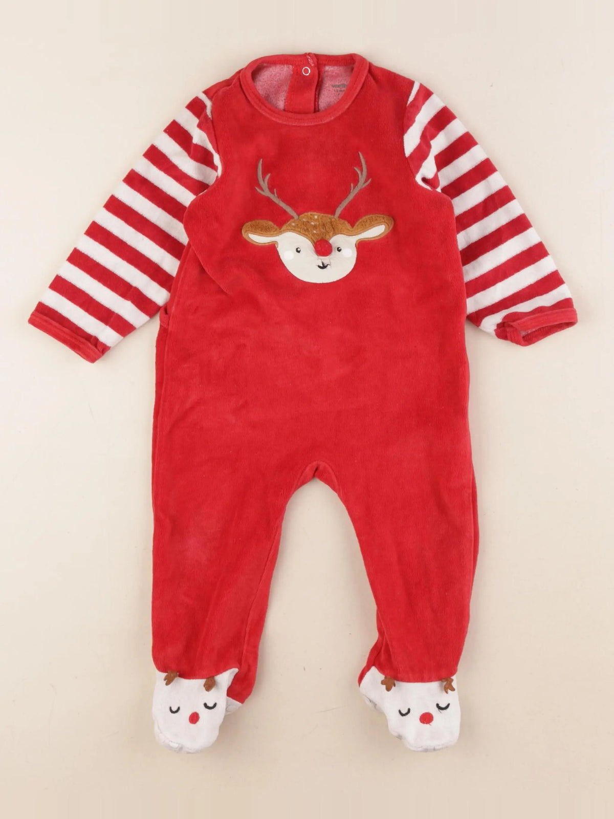 Vertbaudet - pyjama velours rouge - 12 mois