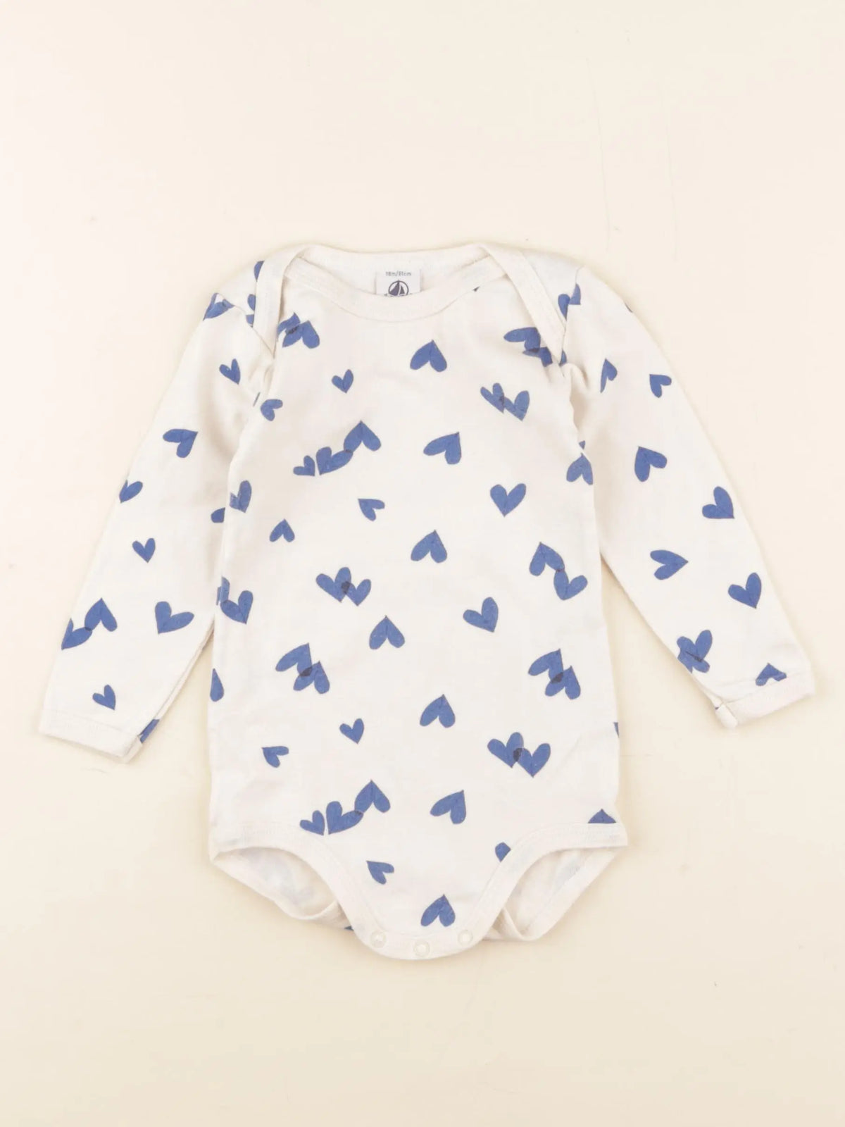 Petit Bateau - body beige, bleu - 18 mois