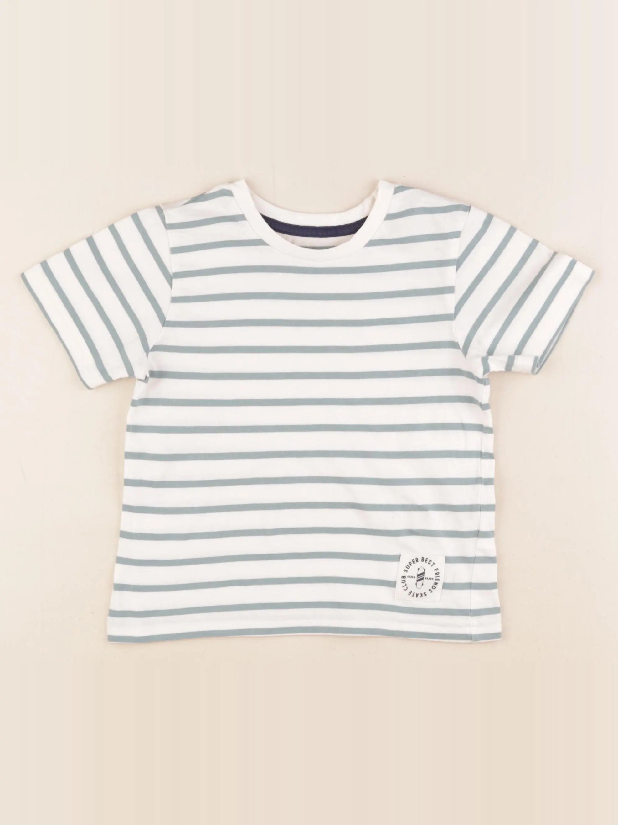 Vertbaudet - tee-shirt blanc, vert - 4 ans