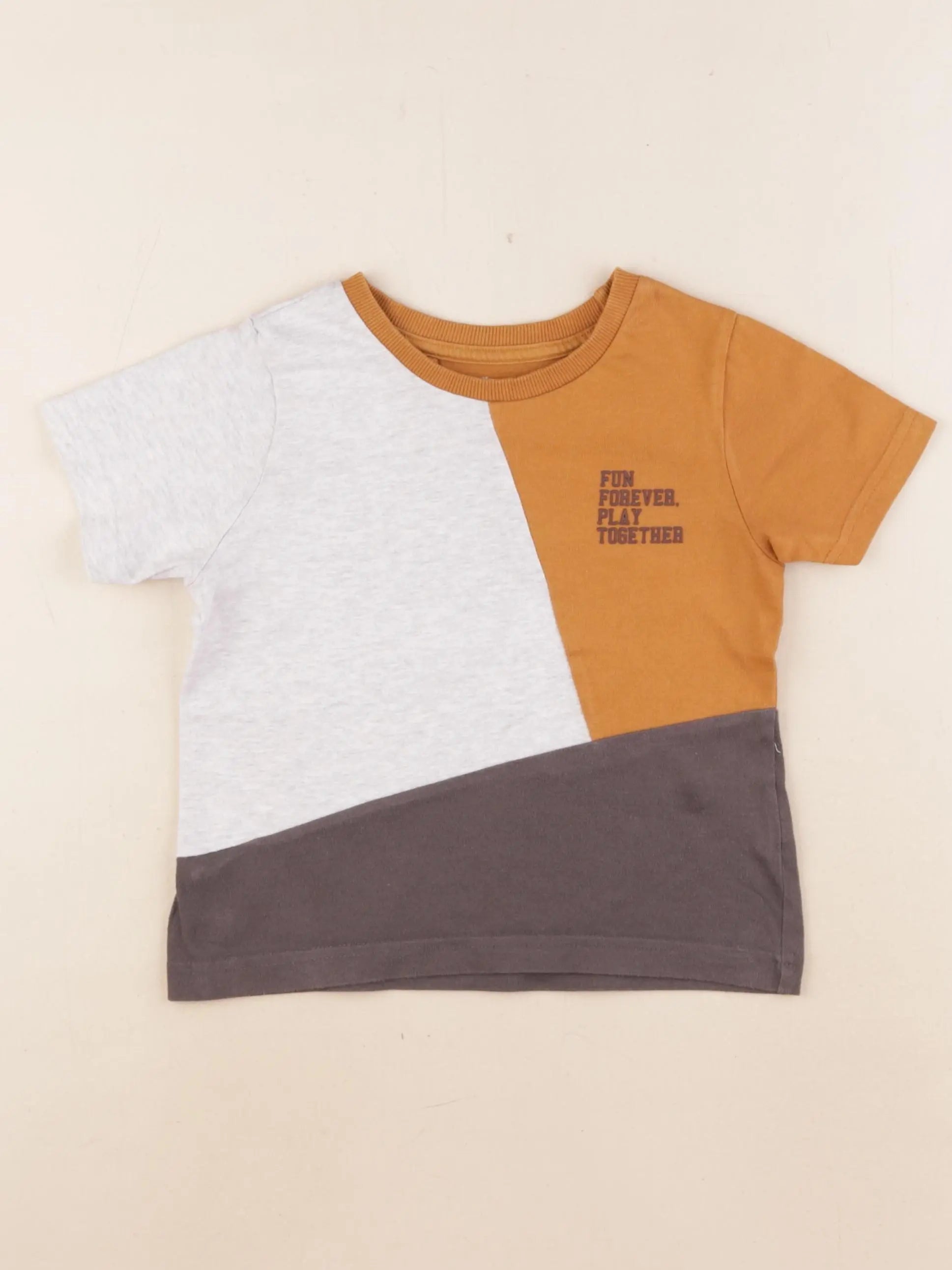 Vertbaudet - tee-shirt marron, gris - 4 ans