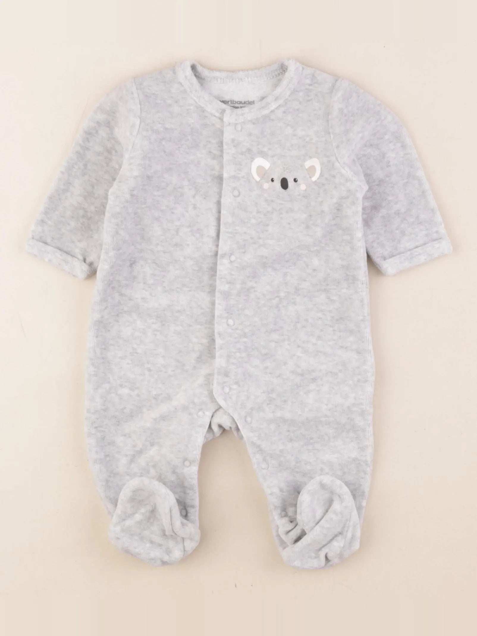 Vertbaudet - pyjama velours gris - 3 mois