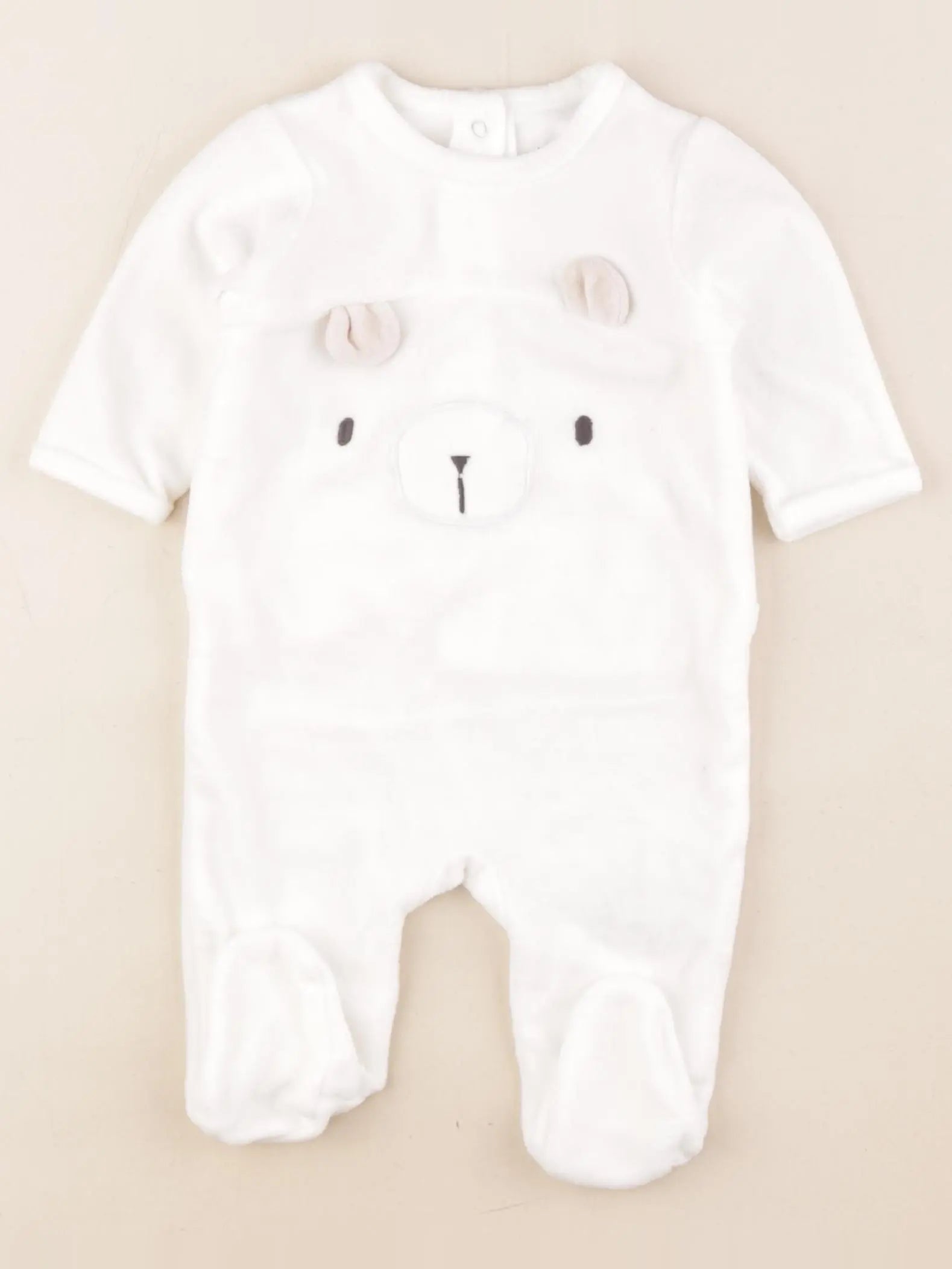 Vertbaudet - pyjama velours blanc - 3 mois