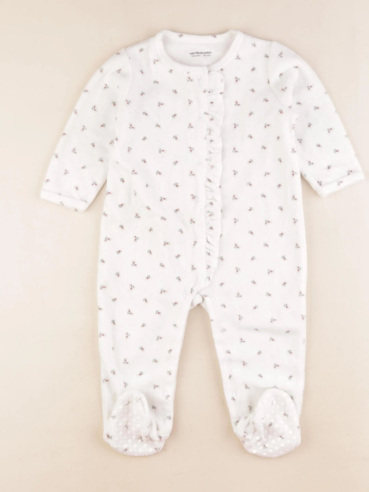 Vertbaudet - pyjama velours blanc - 18 mois