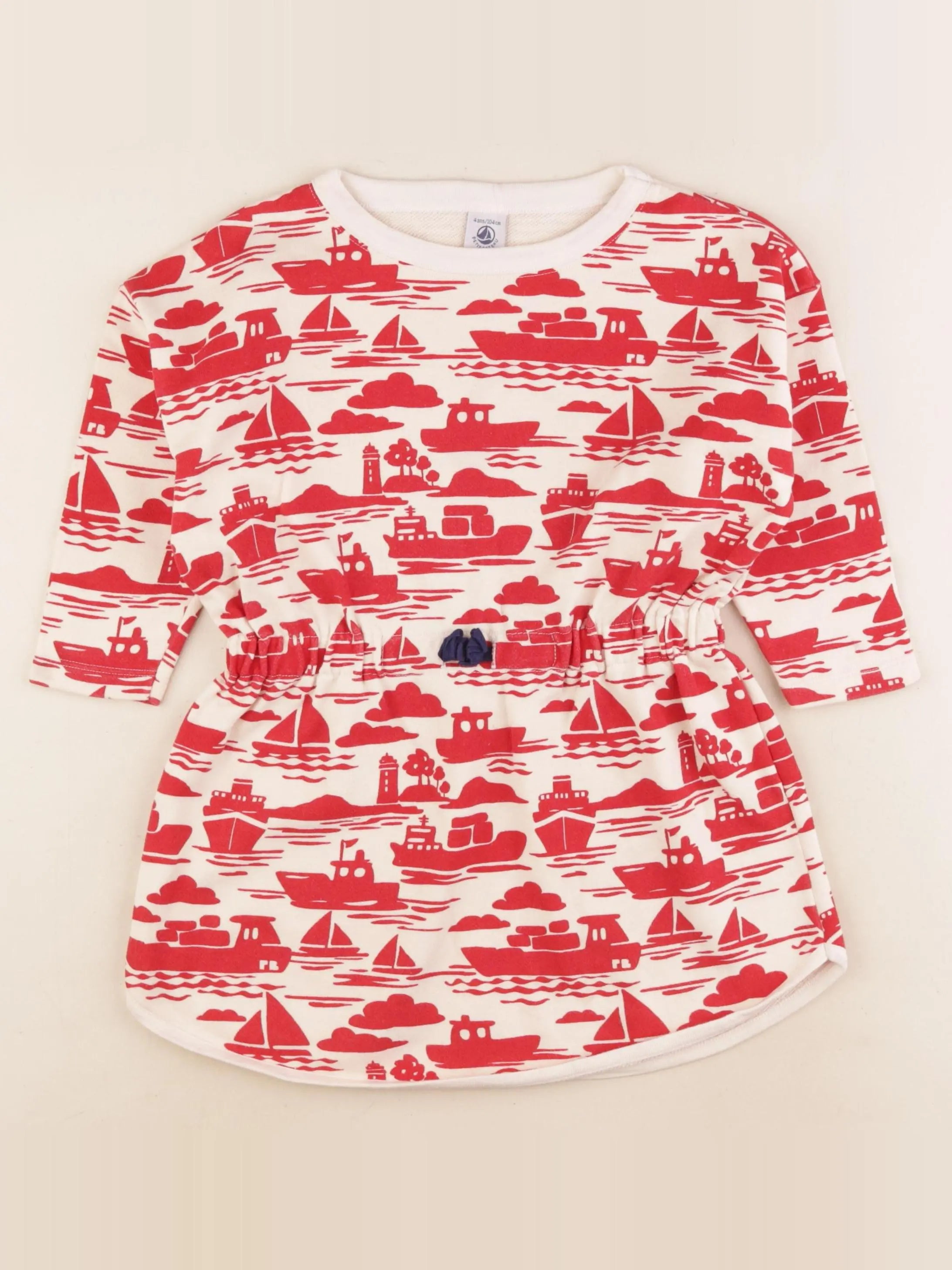 Petit Bateau - robe rouge - 4 ans