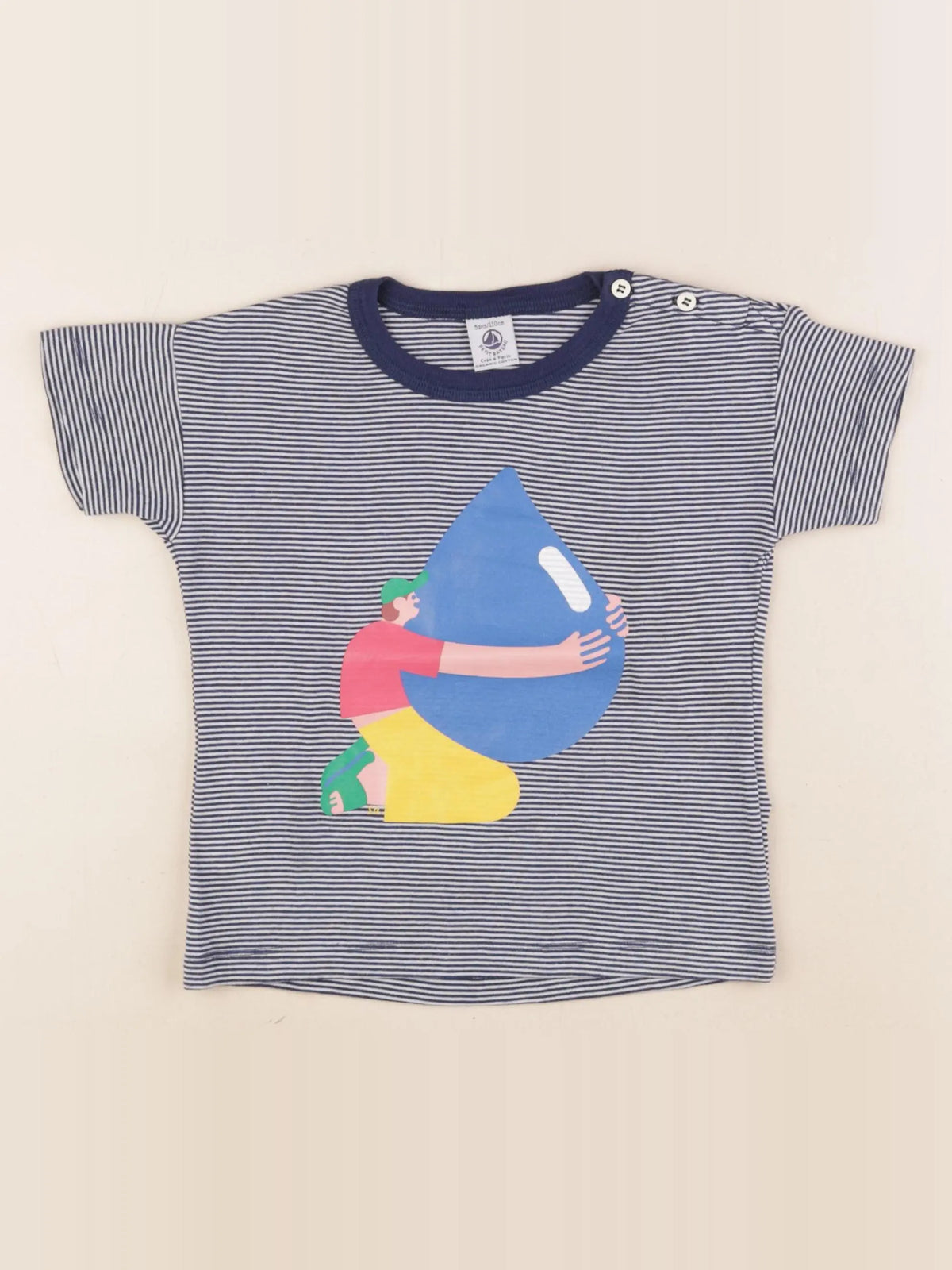 Petit Bateau - maillot de corps bleu, blanc - 5 ans