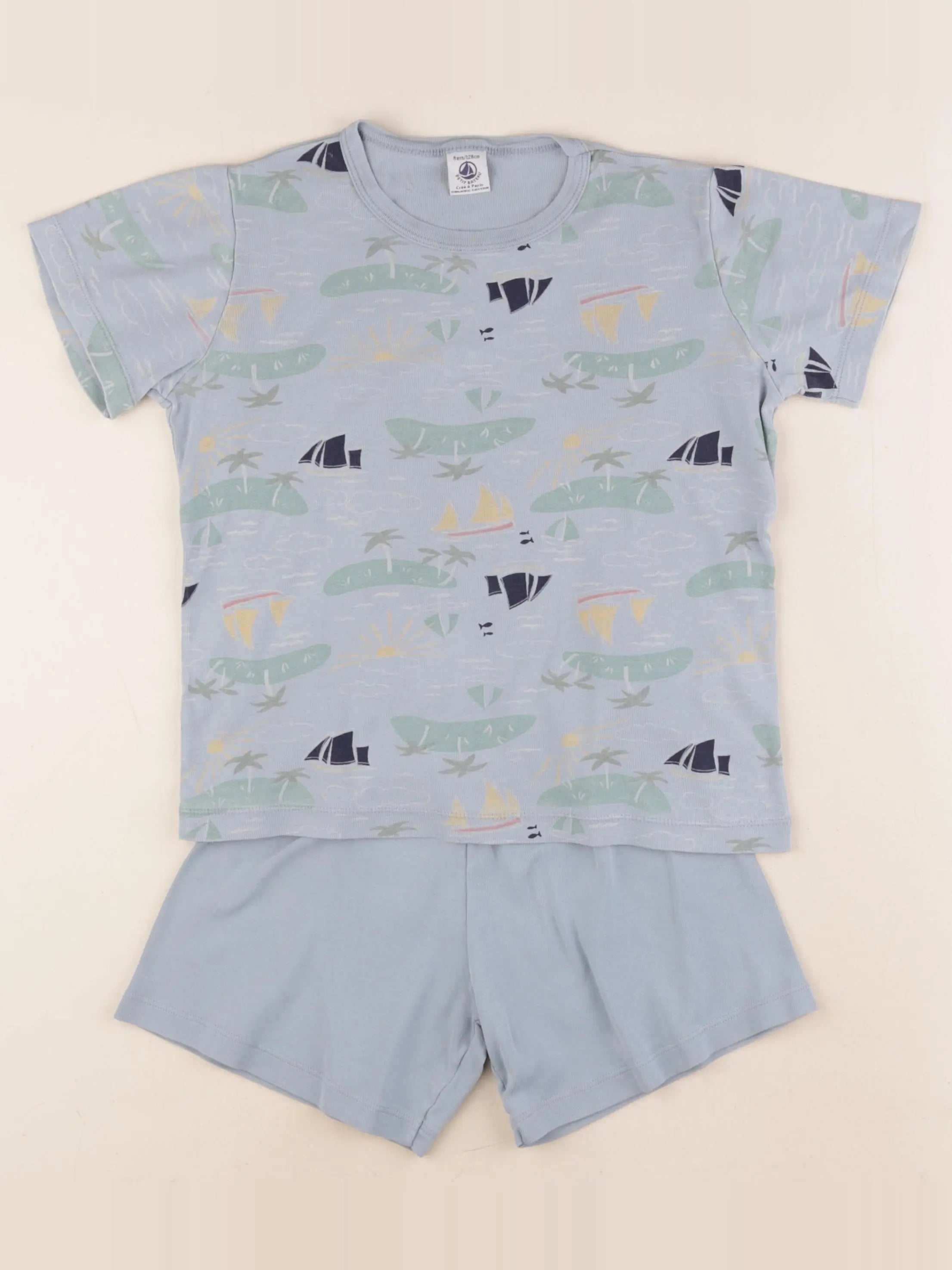 Petit Bateau - pyjama coton bleu - 8 ans