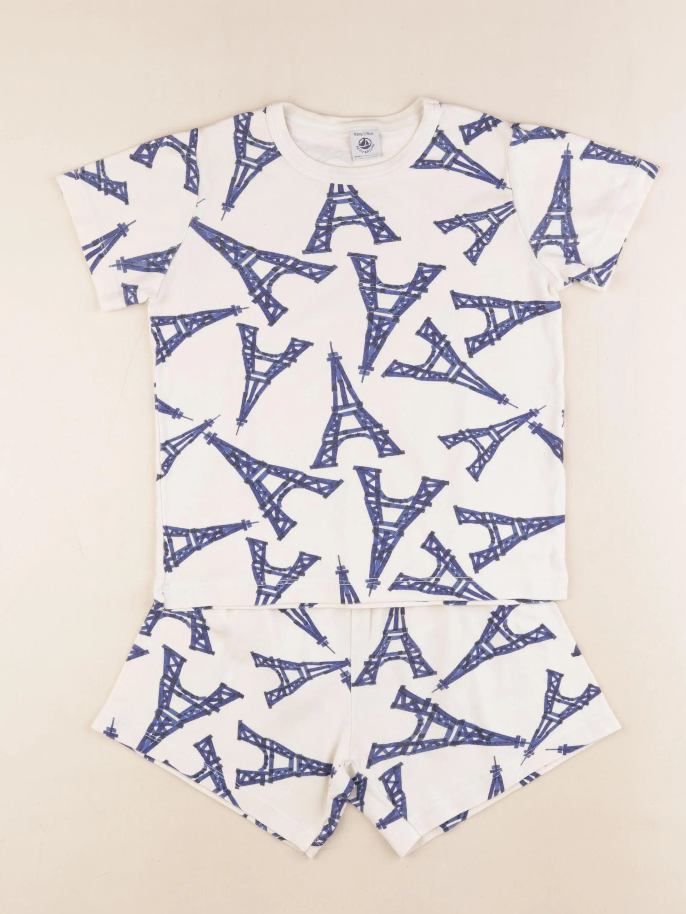 Petit Bateau - pyjama coton beige, bleu - 8 ans