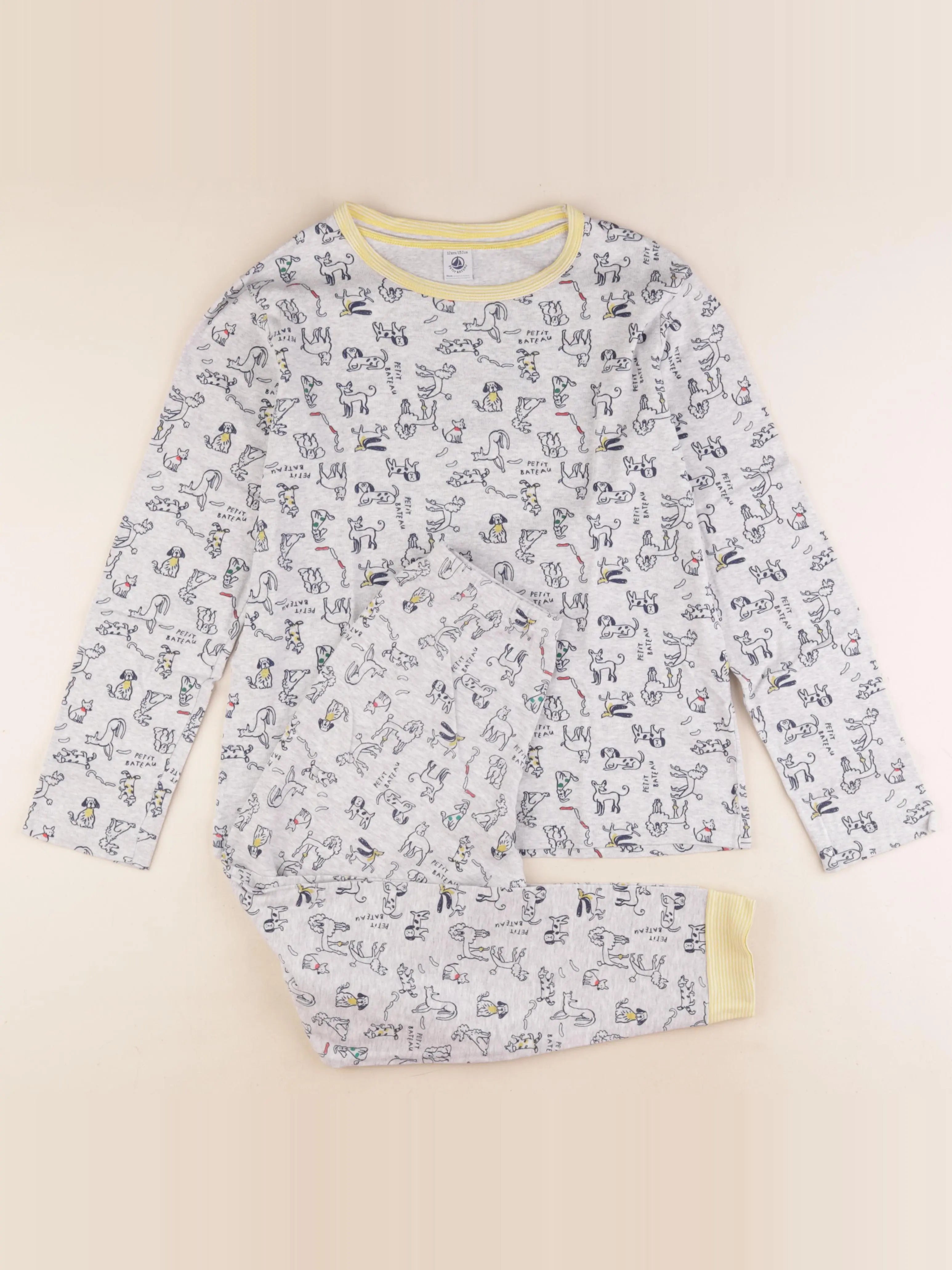 Petit Bateau - pyjama coton gris - 12 ans