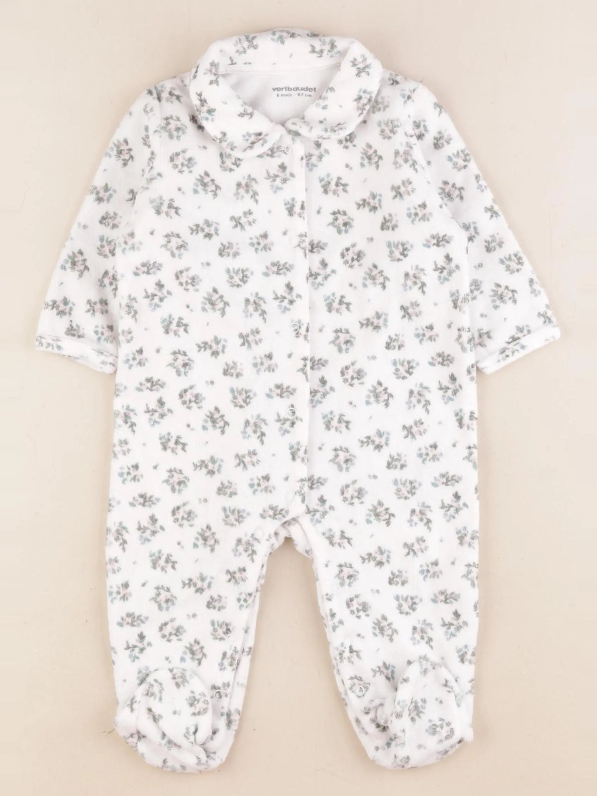 Vertbaudet - pyjama velours blanc - 6 mois