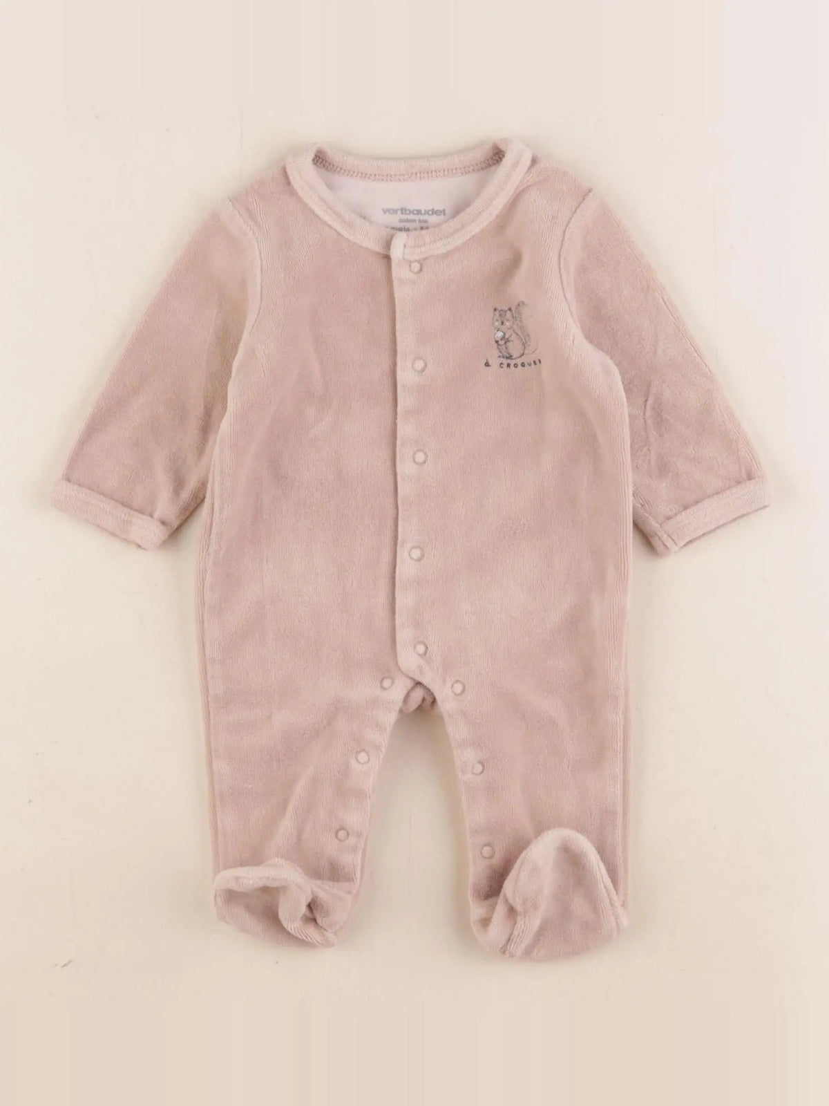 Vertbaudet - pyjama velours marron - 0/1 mois