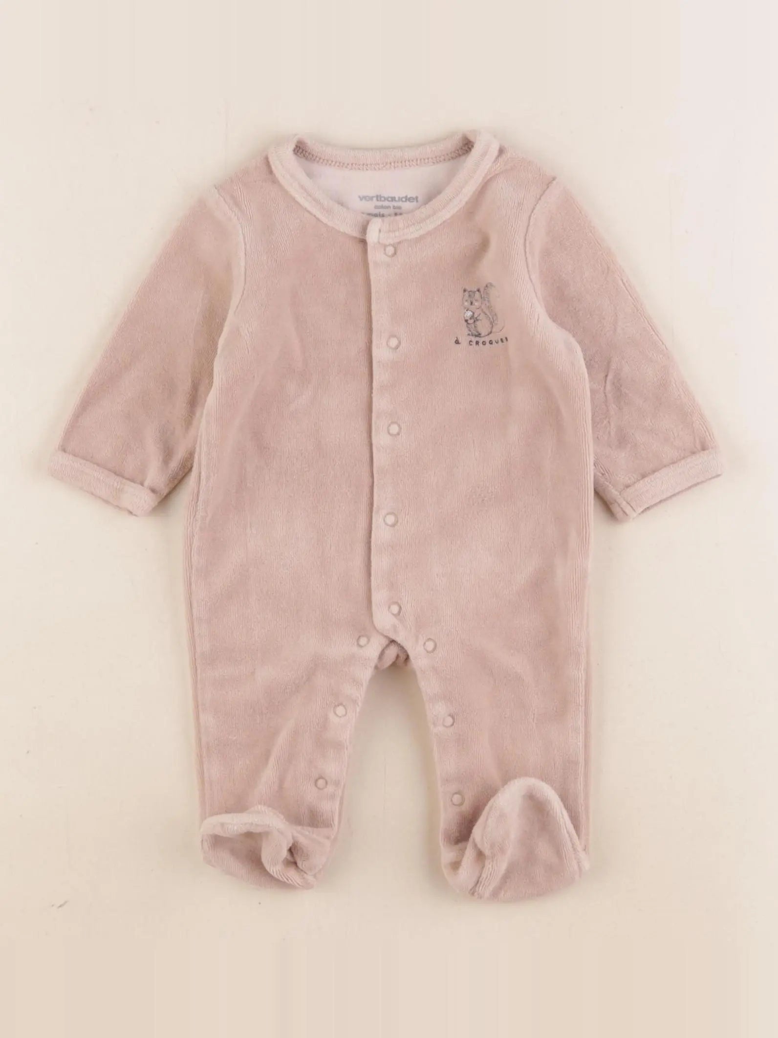 Vertbaudet - pyjama velours marron - 0/1 mois