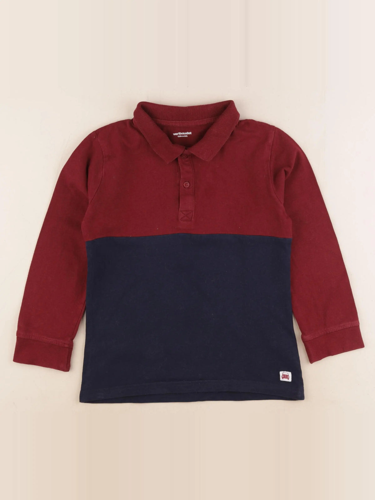 Vertbaudet - polo bleu, rouge - 8 ans