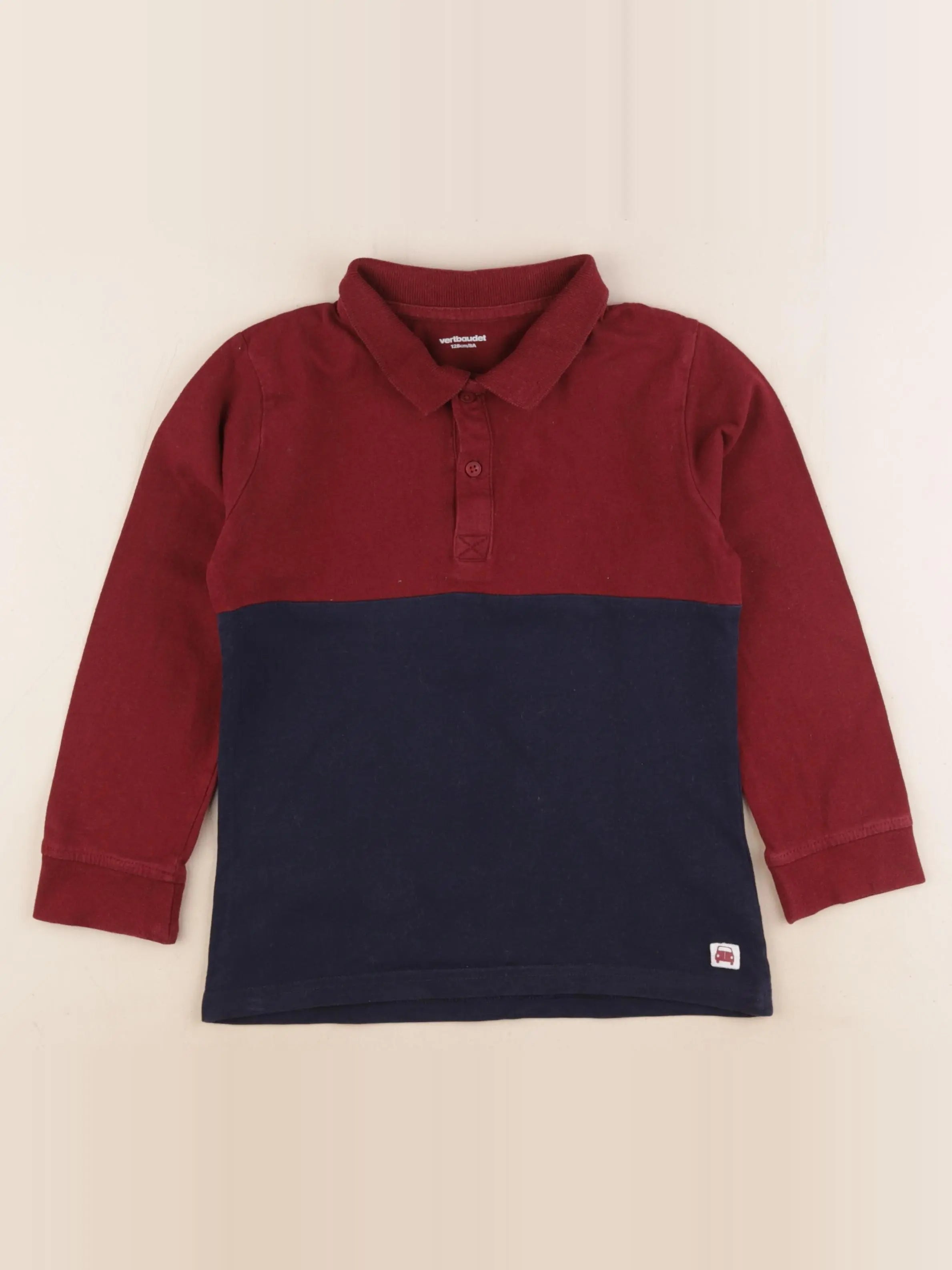 Vertbaudet - polo bleu, rouge - 8 ans
