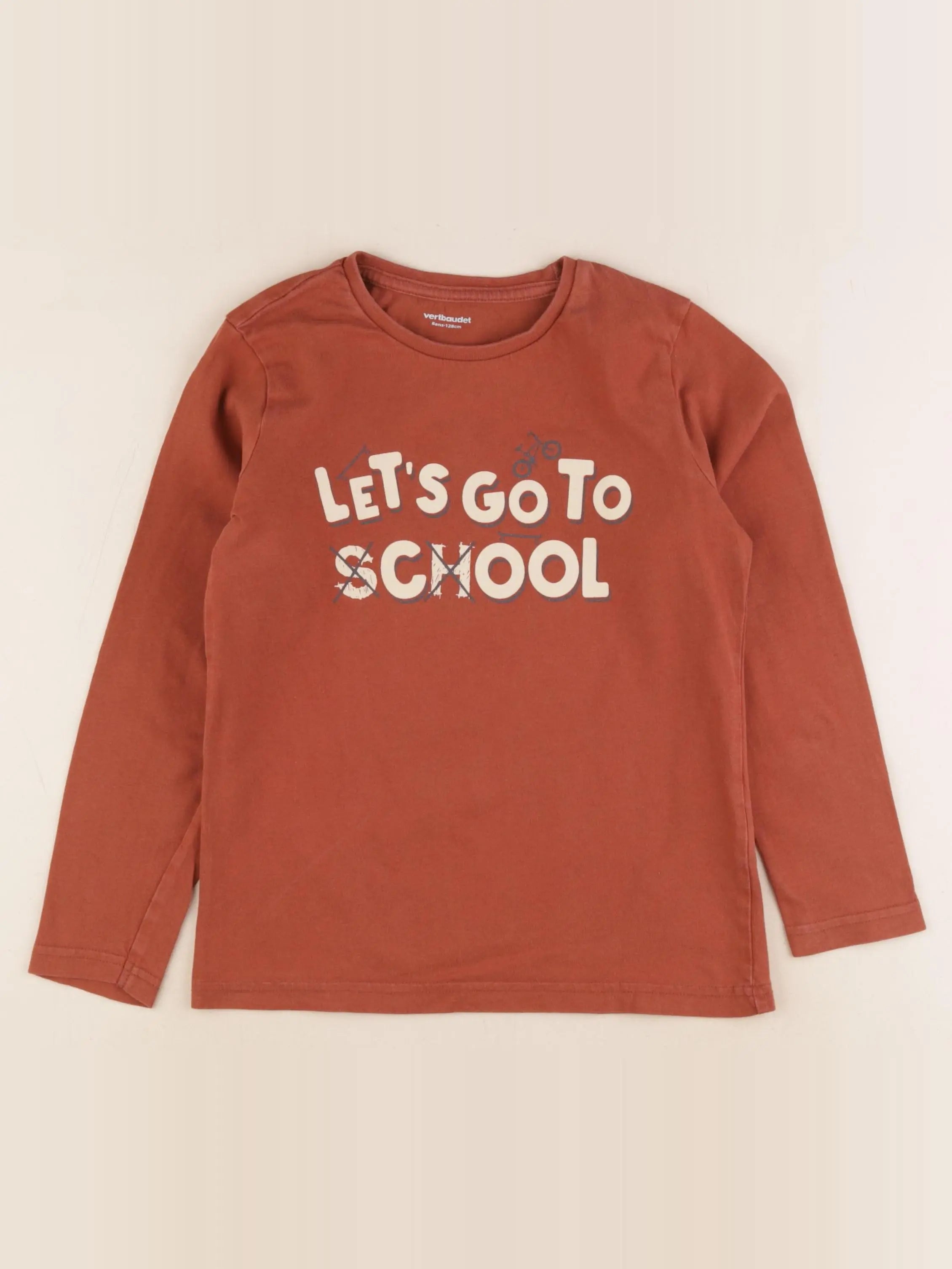Vertbaudet - tee-shirt marron - 8 ans