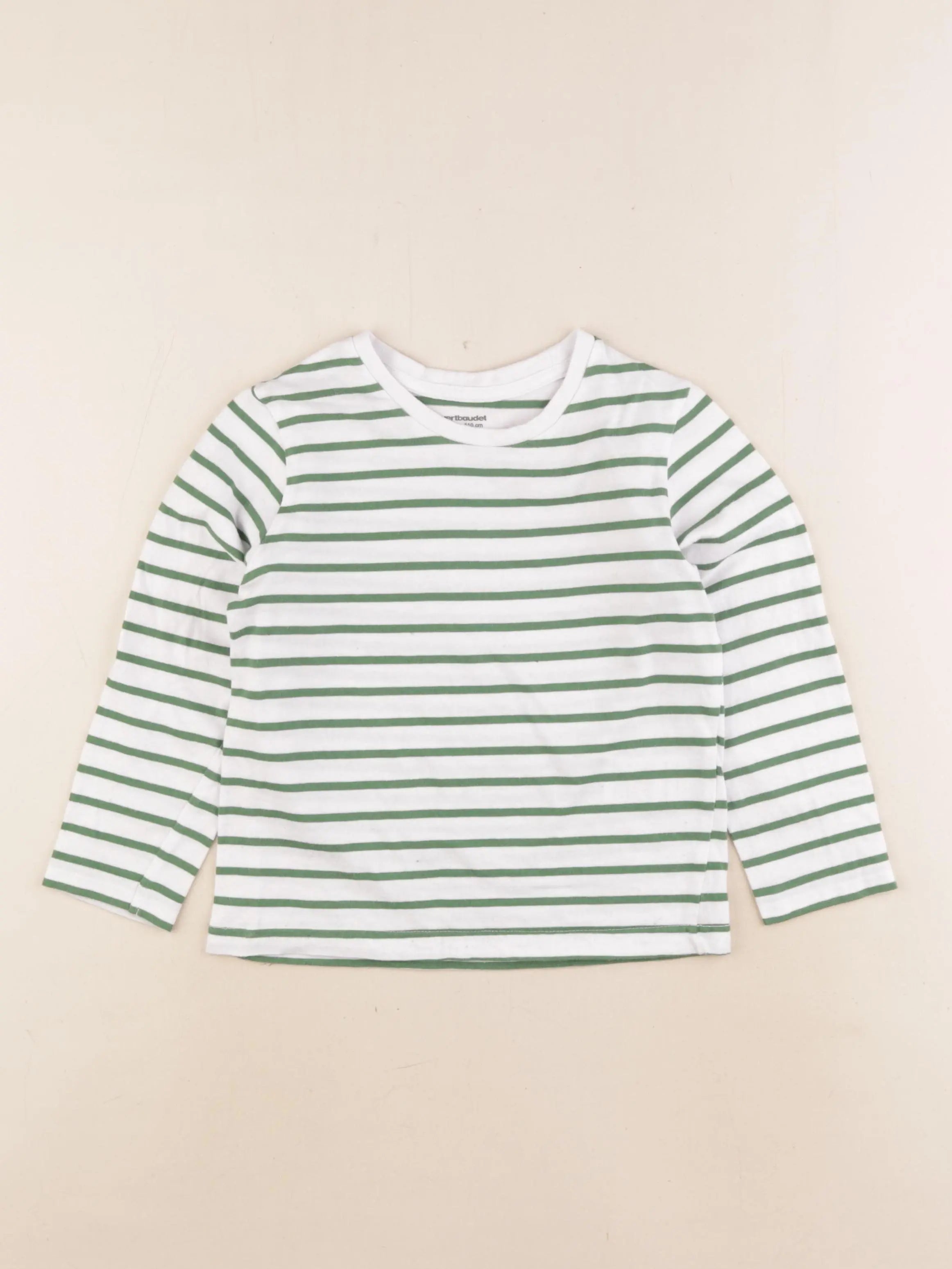 Vertbaudet - tee-shirt blanc, vert - 5 ans