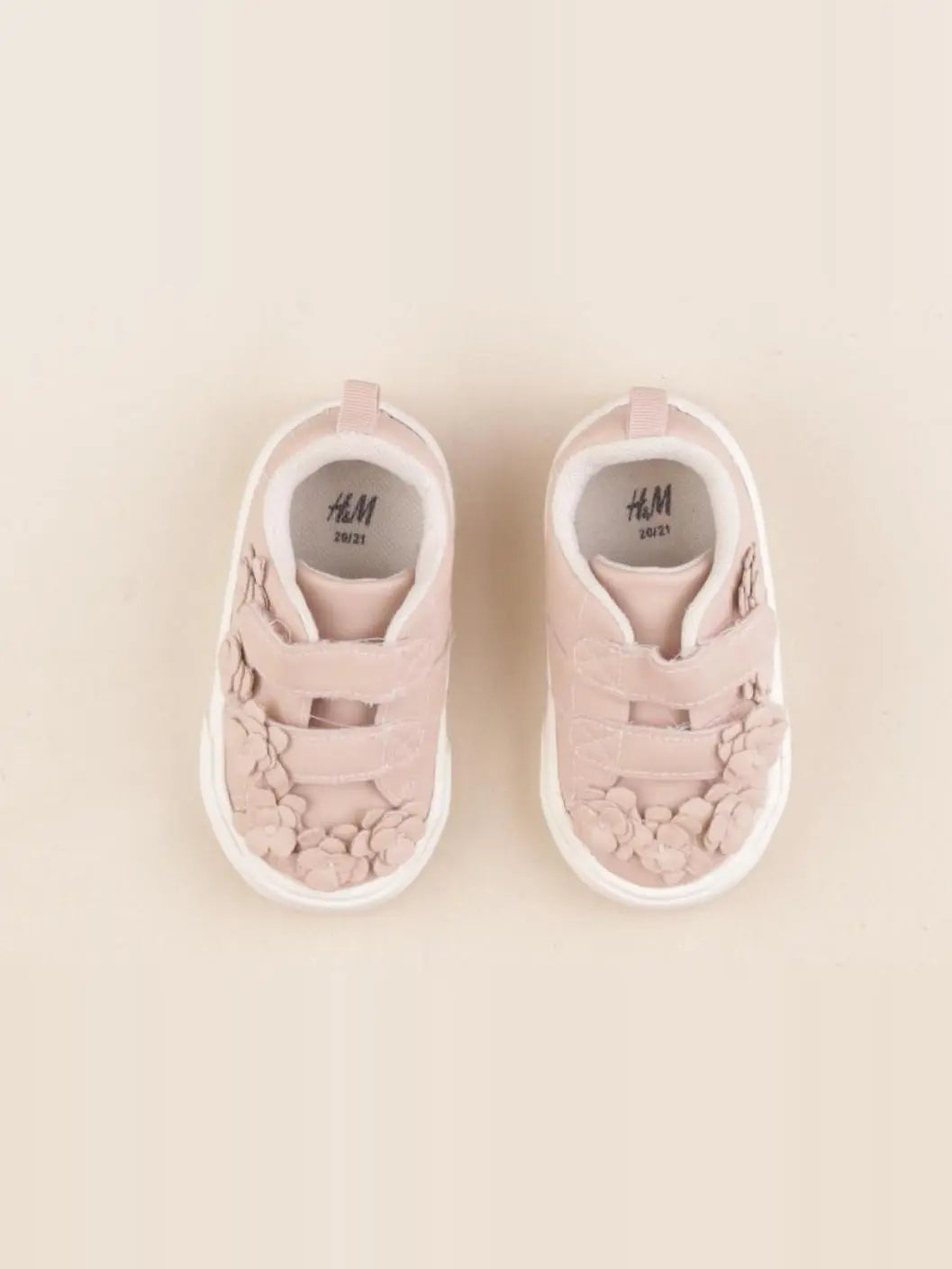 H&M - tennis à scratch/ lacets rose - pointure 20/21
