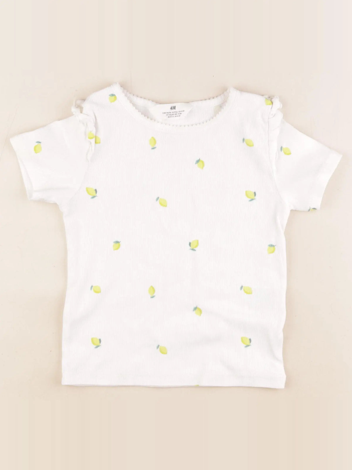 H&M - tee-shirt blanc, jaune - 4/6 ans