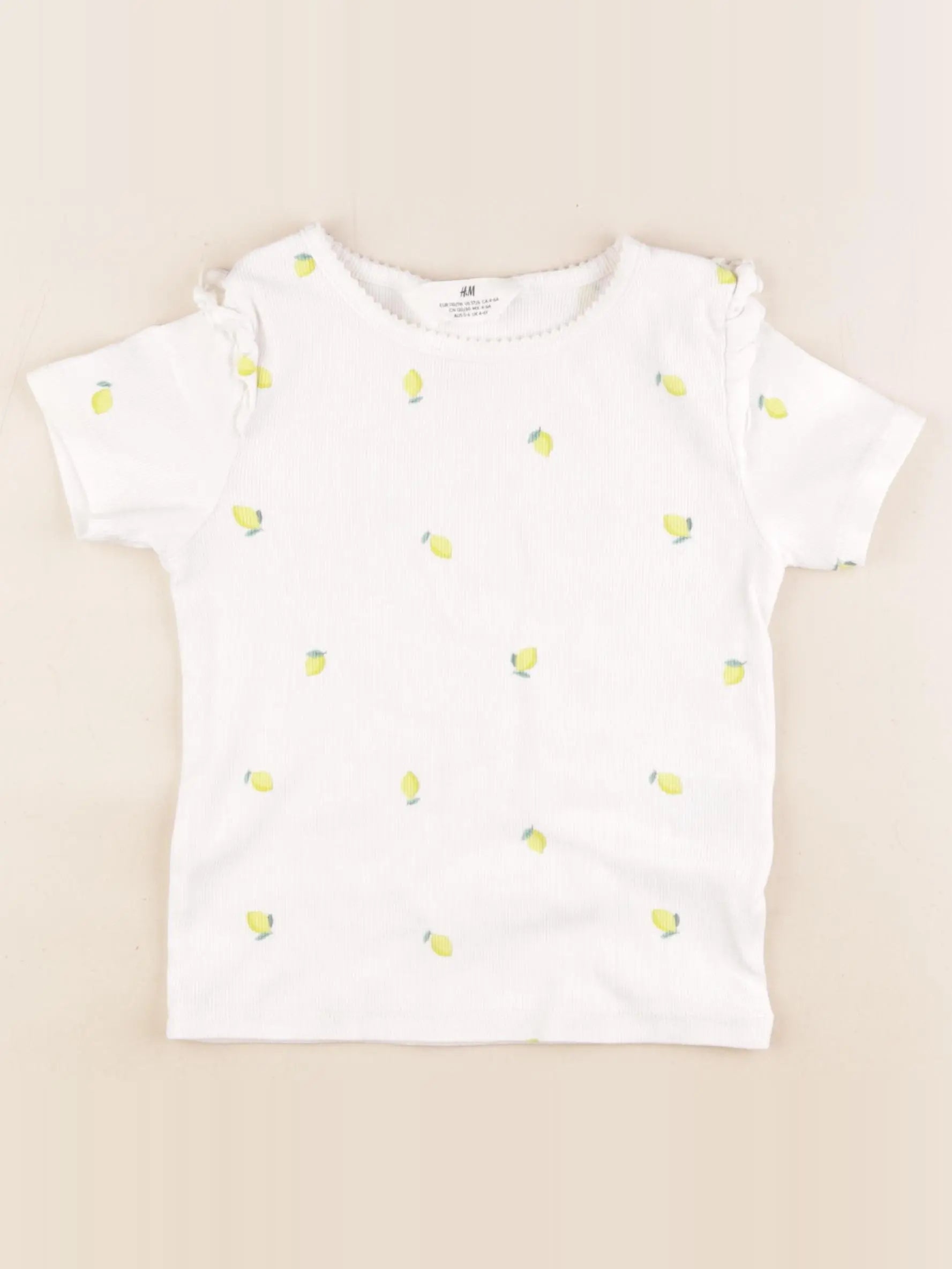 H&M - tee-shirt blanc, jaune - 4/6 ans