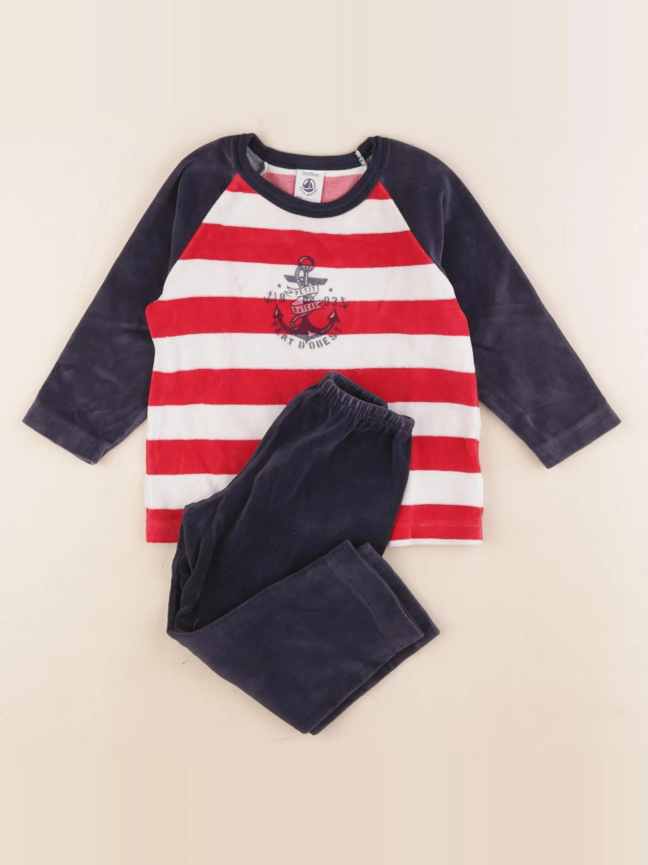 Petit Bateau - pyjama velours multicolore - 2 ans