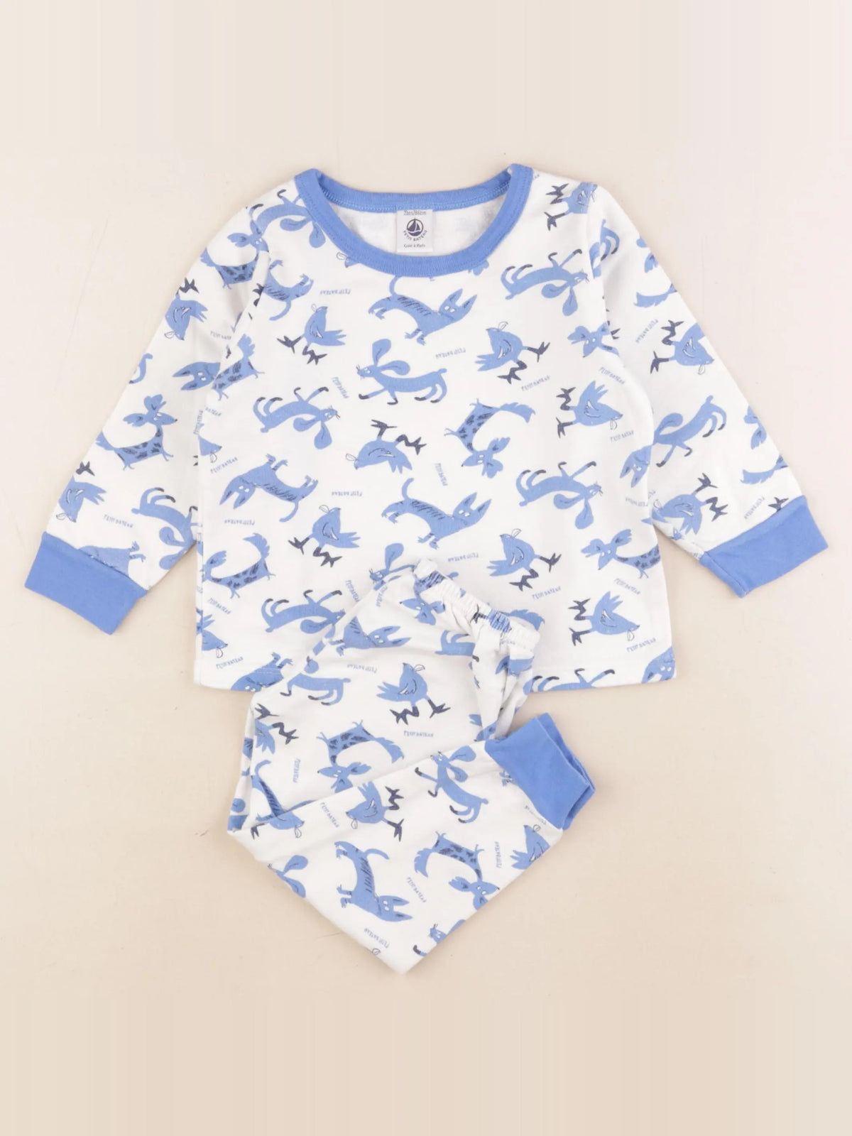 Petit Bateau - pyjama coton bleu - 2 ans