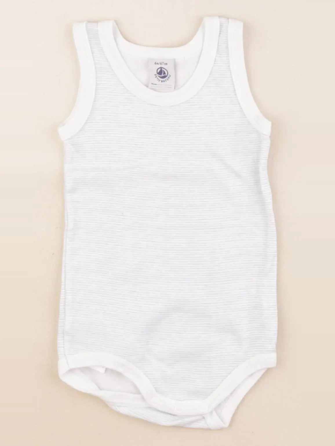Petit Bateau - body bleu, blanc - 6 mois